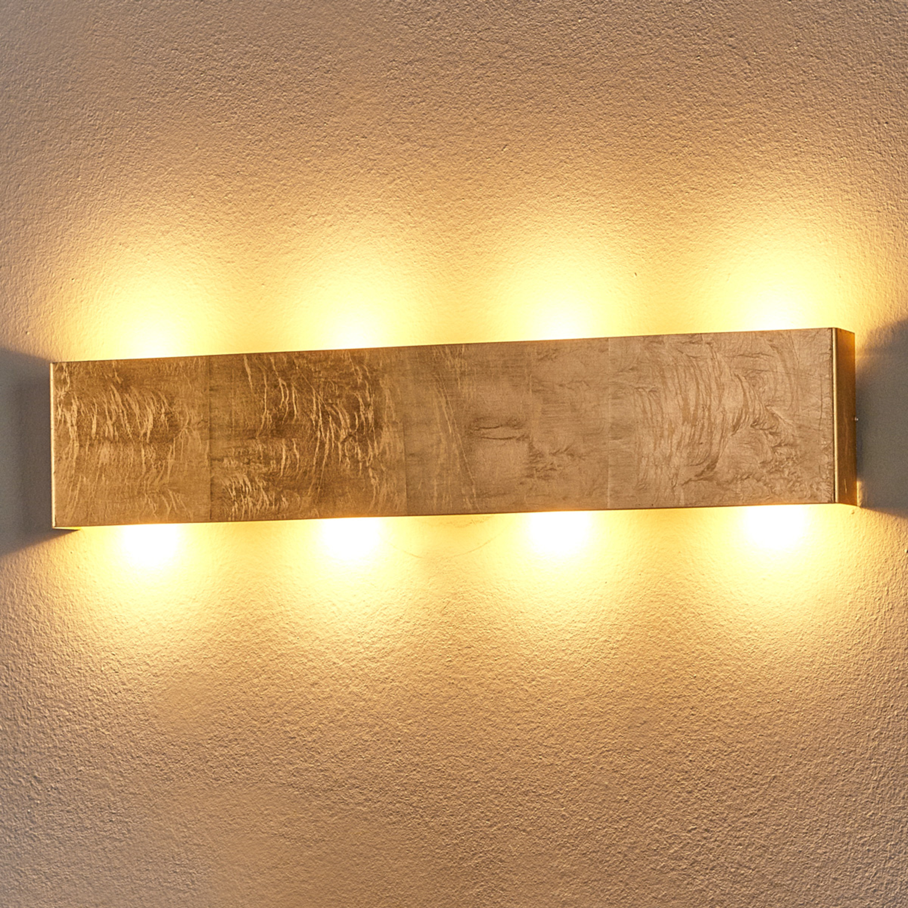 Lucande Maja - antique golden LED wall light, dimmable, for Living / Dining Room, Aluminium, 3.5 W, energy efficiency: A+, W: 54 cm, H: 11 cm