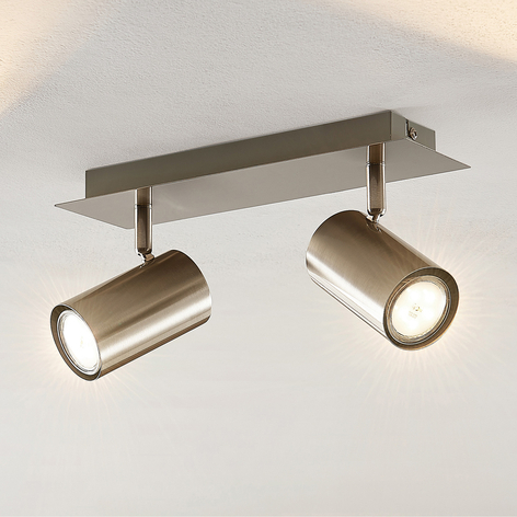 Lindby Joffrey spot pour plafond, 2 lampes, nickel