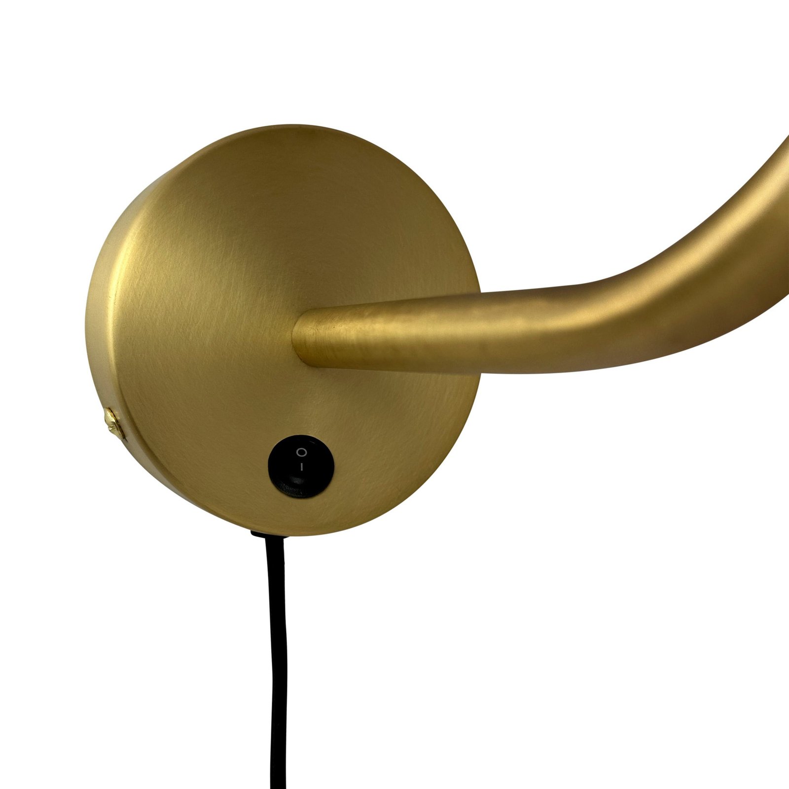 Dyberg Larsen wall lamp Oulu, black/brass, Ø 20.3 cm