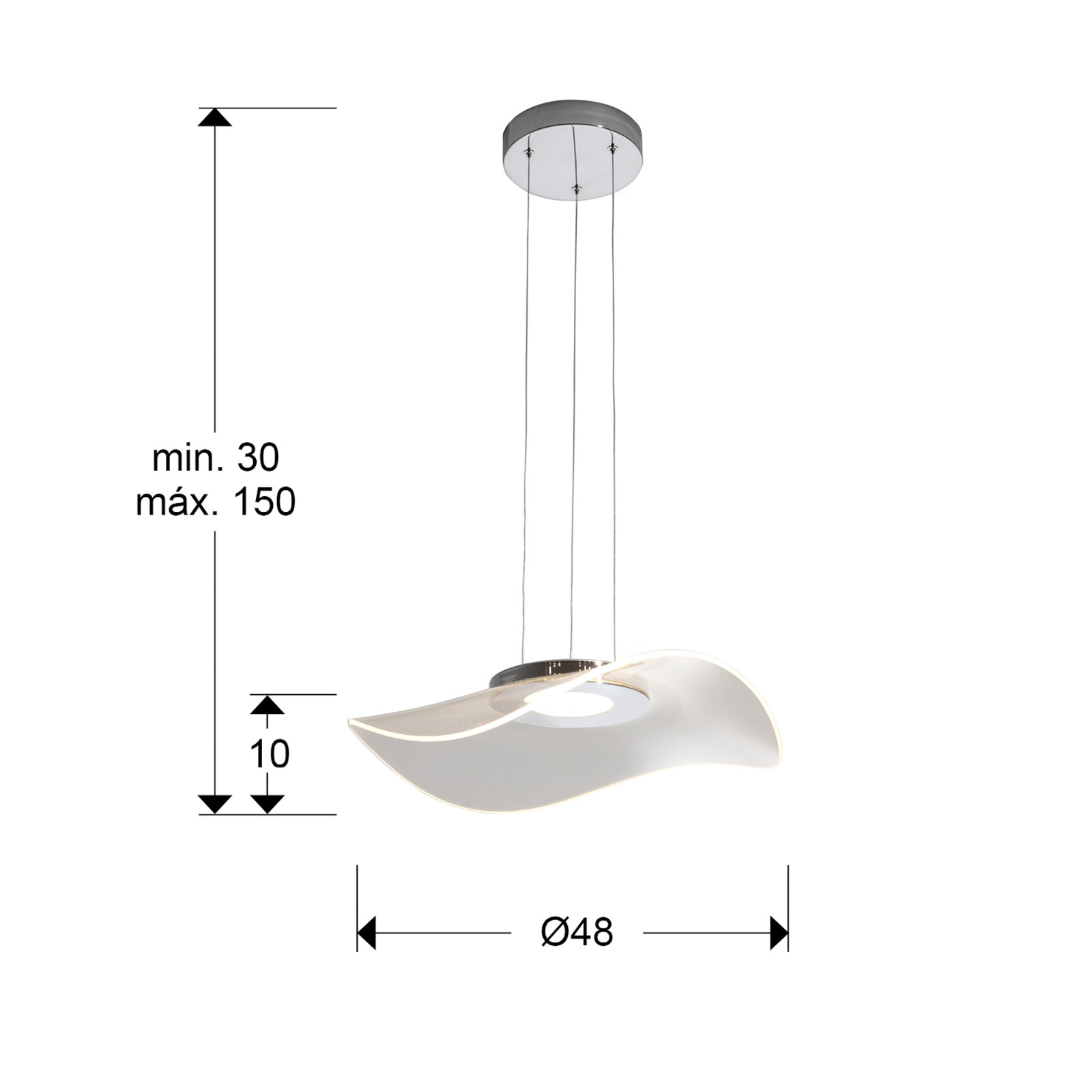 LED hanglamp Vento, chroom/transparant