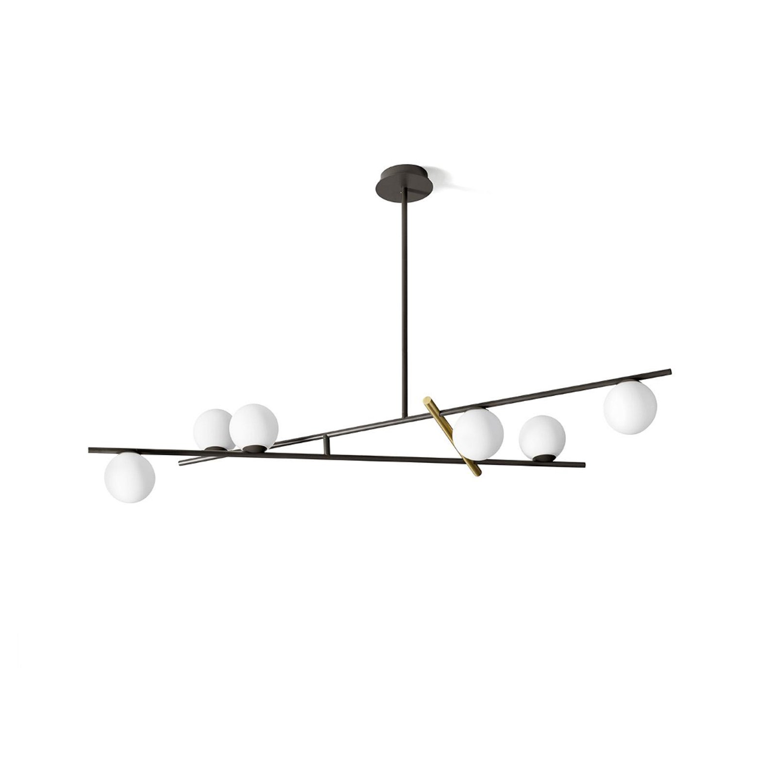 Kika hanglamp, 6-lamps, zwart/wit, metaal, glas