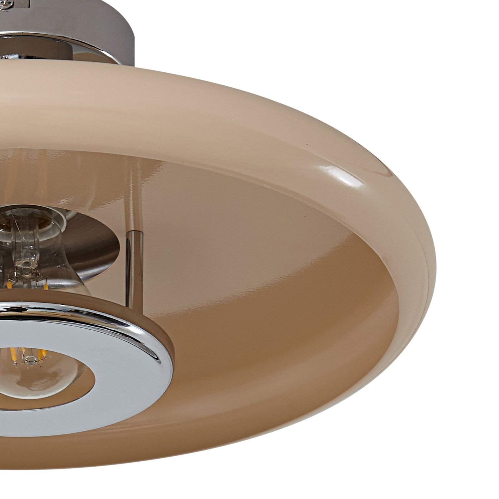 Branford loftlampe, retro, Ø 35 cm, beige, metal - Lindby