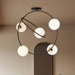 Stardom ceiling light, opal white/black, glass, E14