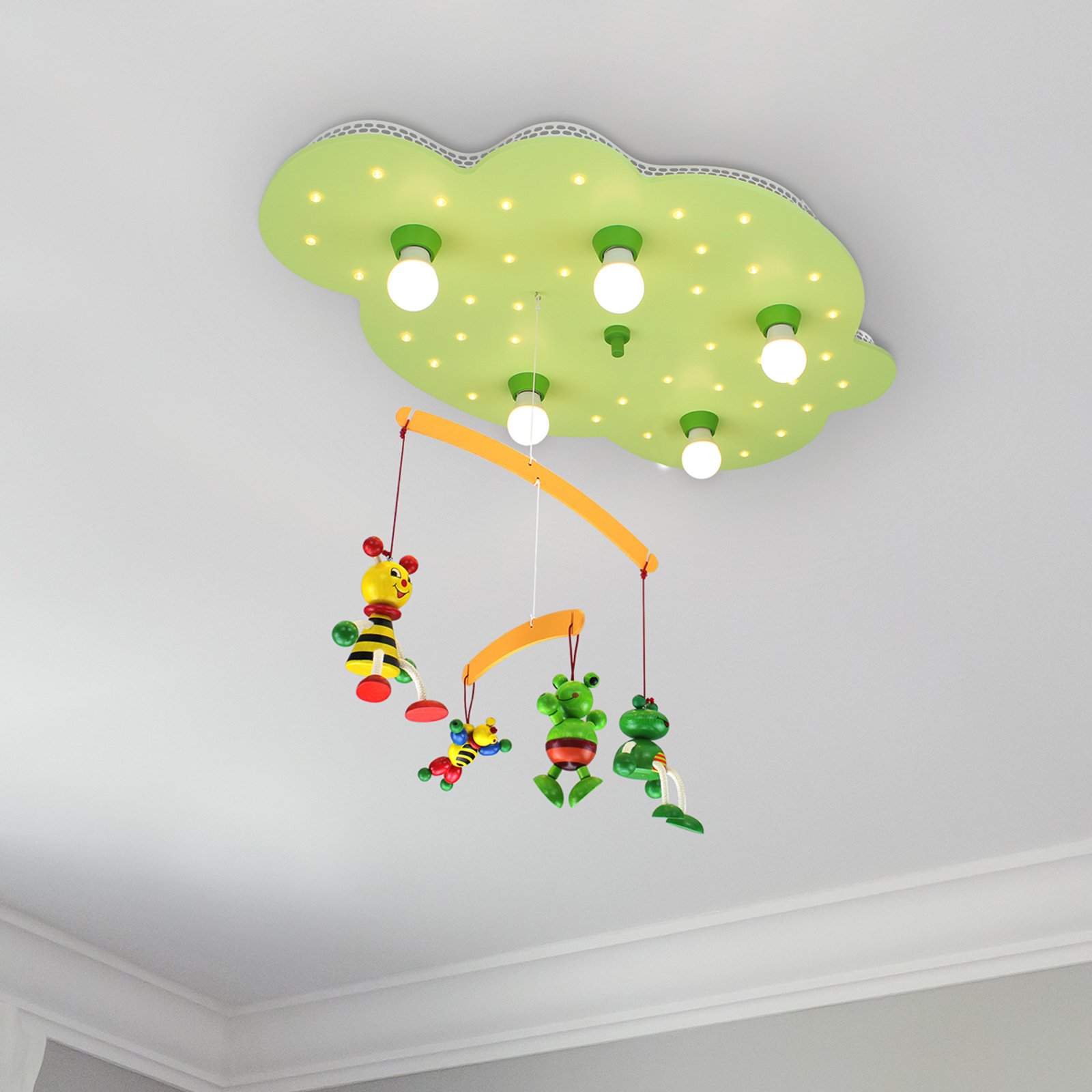 Frog ceiling light with integrated mobile