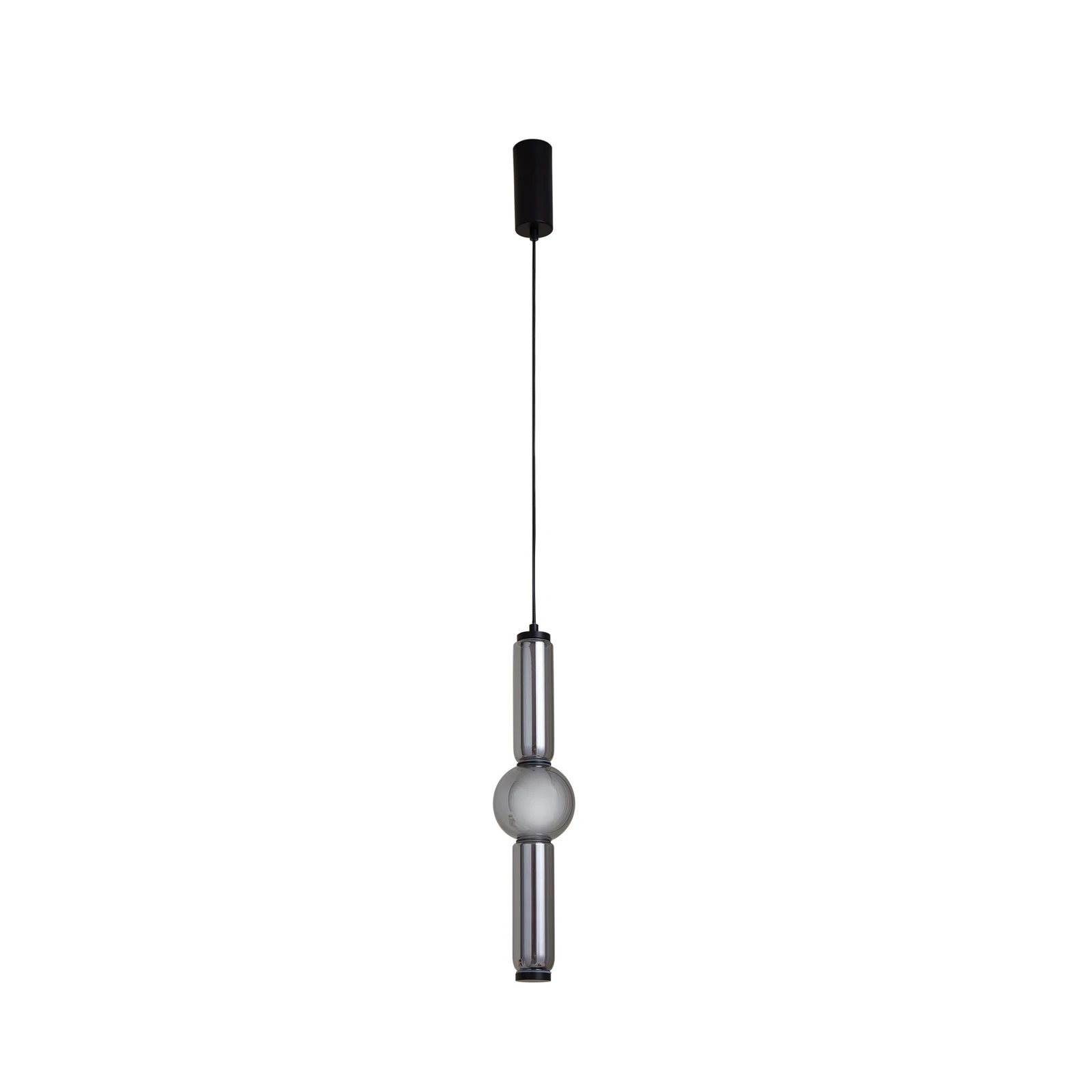 Lucande Lampă suspendată LED Savete, gri fum, sticlă, Ø 12 cm