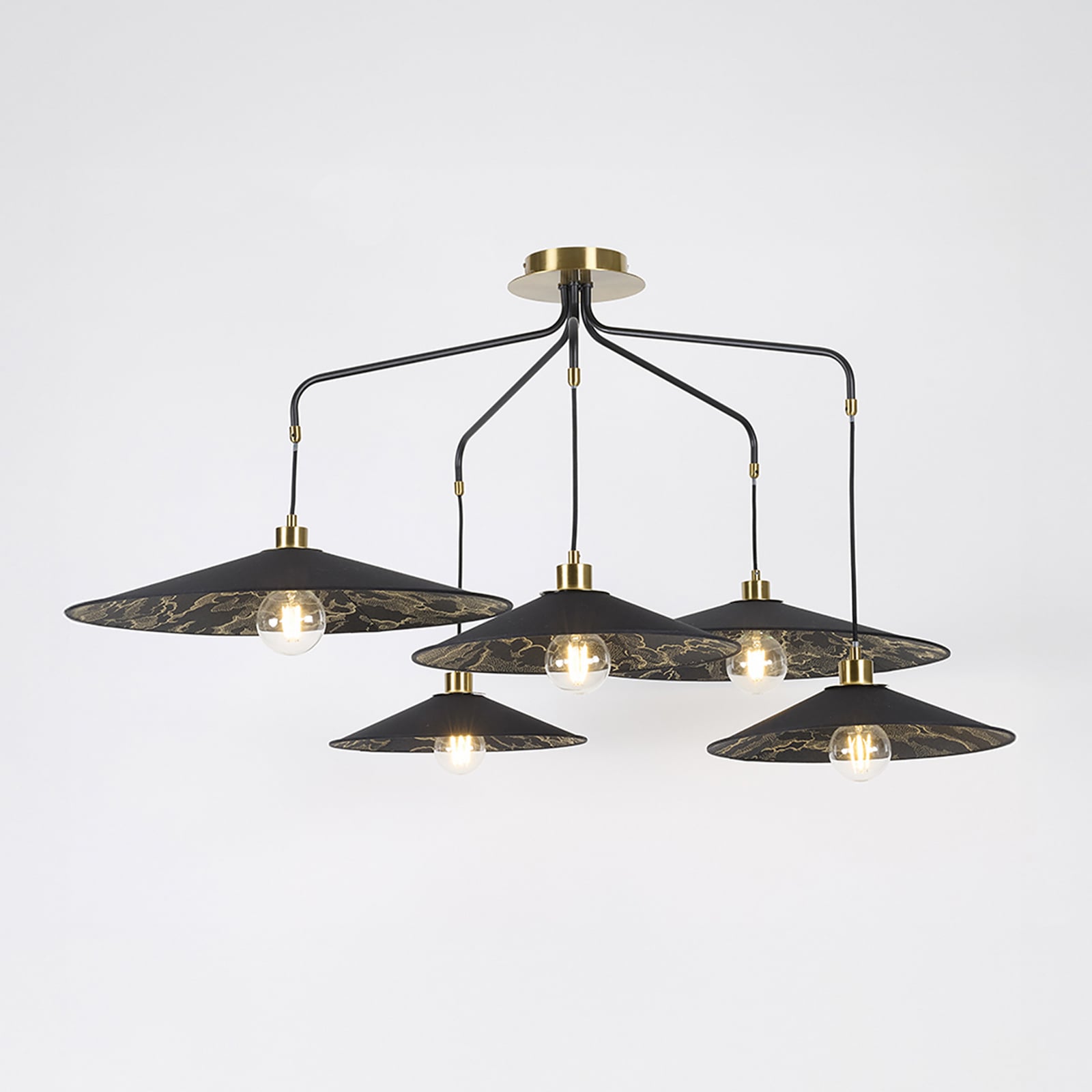 Lampada a sospensione Gatsby, nero kumo, a 5 luci - MARKET SET