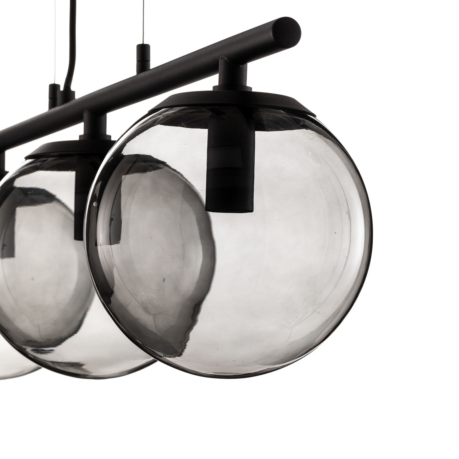 Hanglamp Lucande Sotiana, 3-lamps, lang, zwart