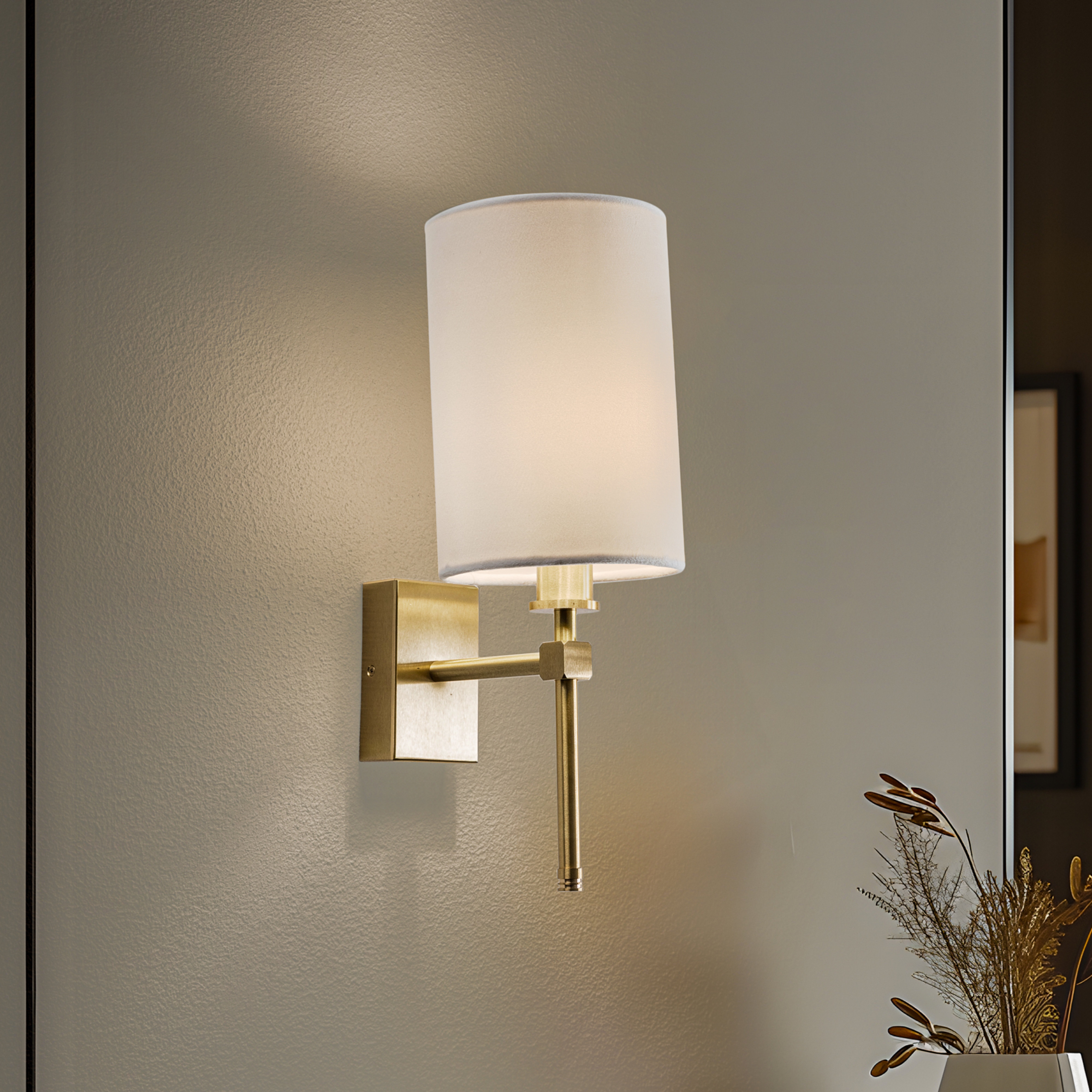 Applique murale Azzi abat-jour en tissu à 1 lampe blanc