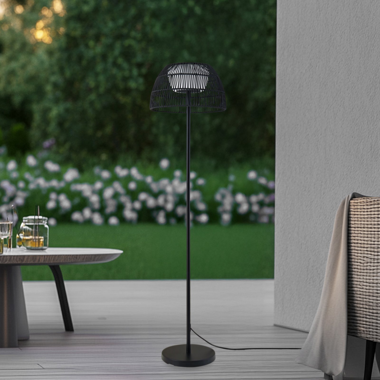 Lucande lampadaire d'extérieur LED Heribio, noir, fer, 153 cm