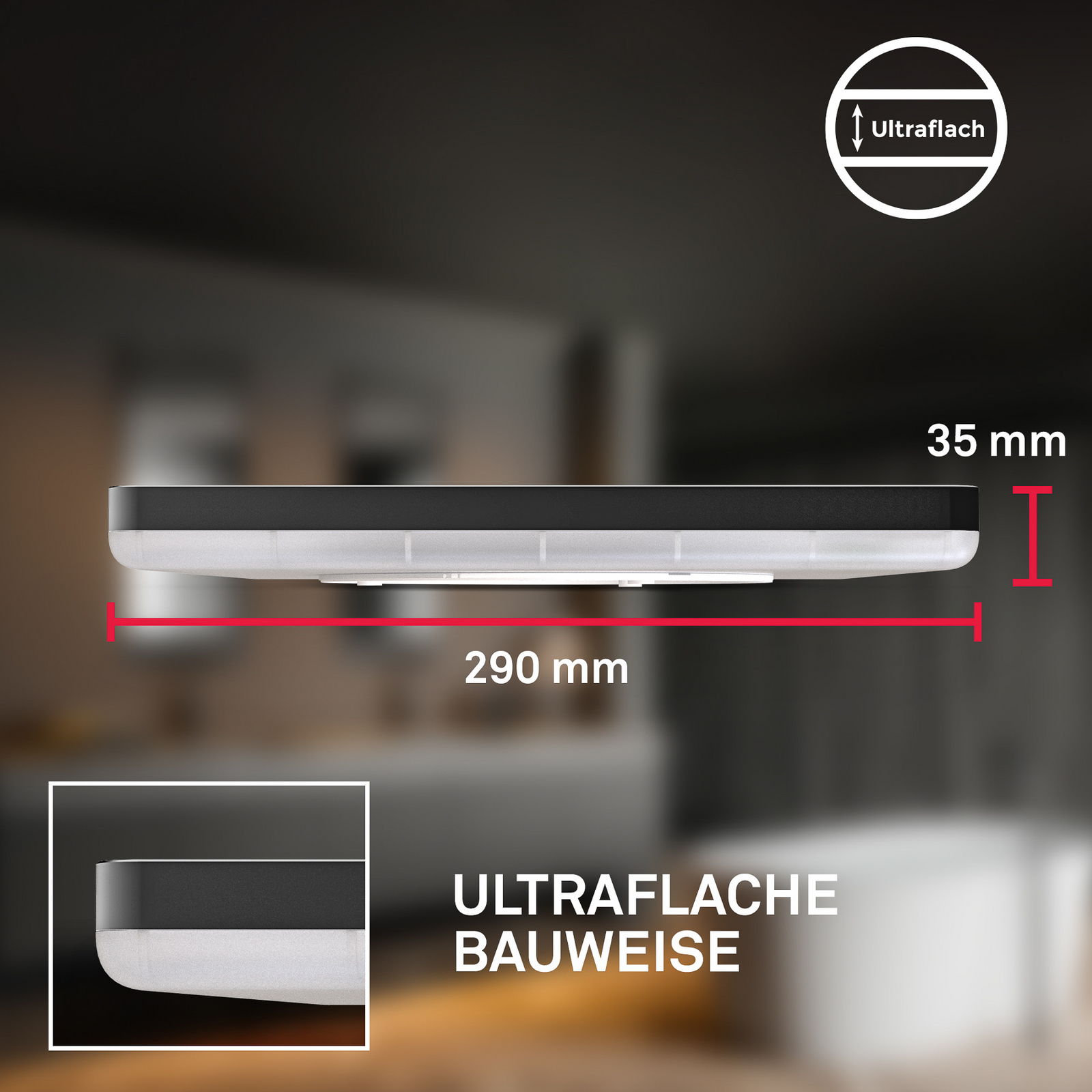 LED bathroom ceiling light Slim Drip, black, Ø 29 cm, IP44