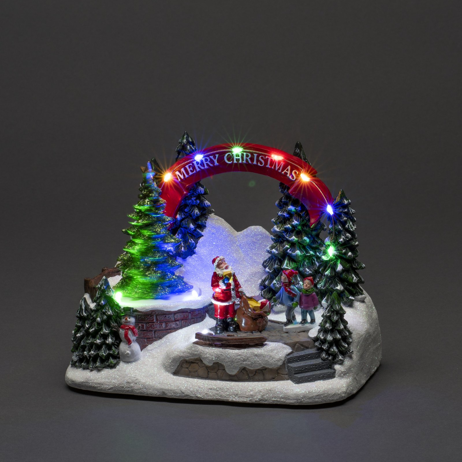 LED-koristevalo Joulupukki ja lapset, musiikilla