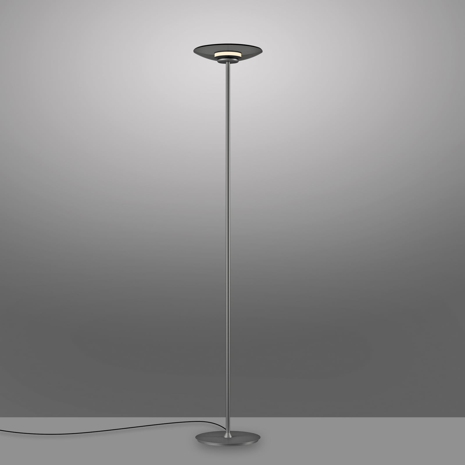 LED-Stehleuchte PURE Moon, platin, Rauchglas, 180 cm LED-Stehleuchte PURE Moon, platin, Rauchglas, 180 cm