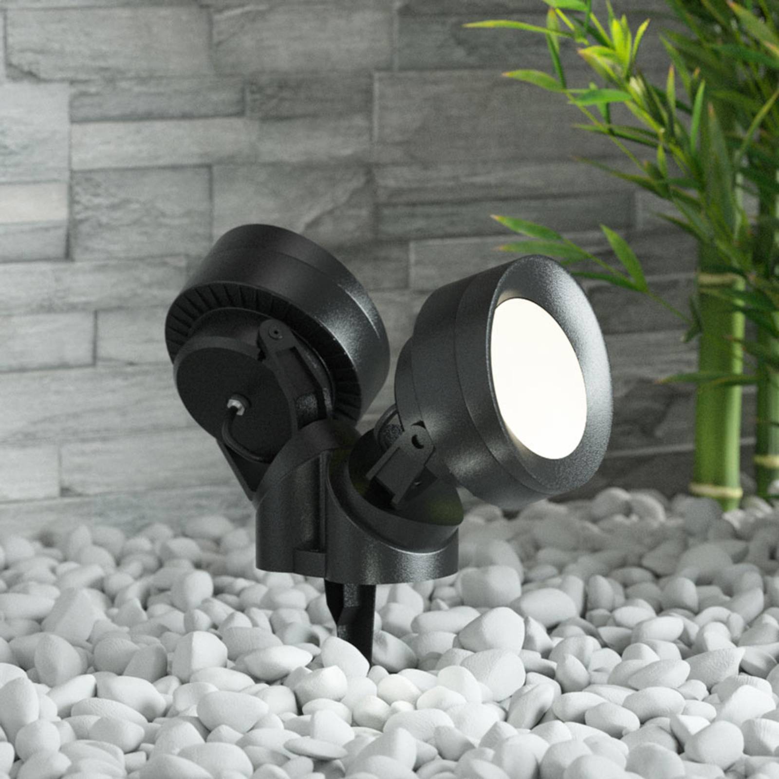 Fumagalli Tommy spike spotlight round 2 x 10 W CCT, cast resin, PMMA, GX53, 10 W, W: 41.6 cm, H: 21.4 cm