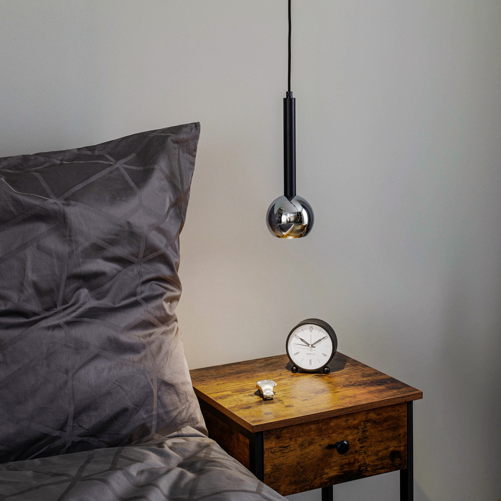 Flox hanglamp, 1-lamp, zwart/chroom