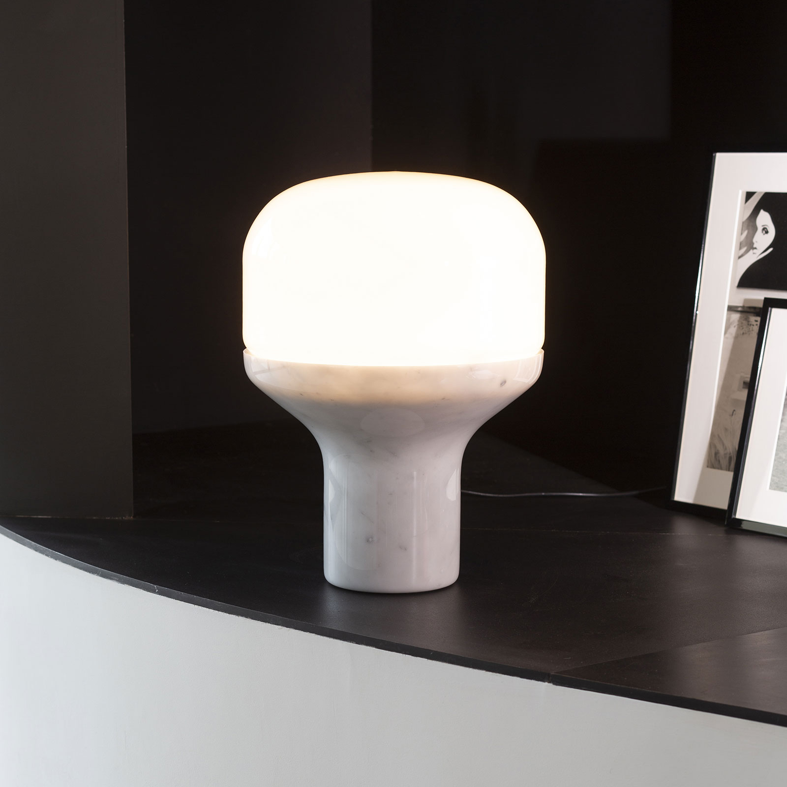 Martinelli Luce Delux lampă masă 22cm marmură alb