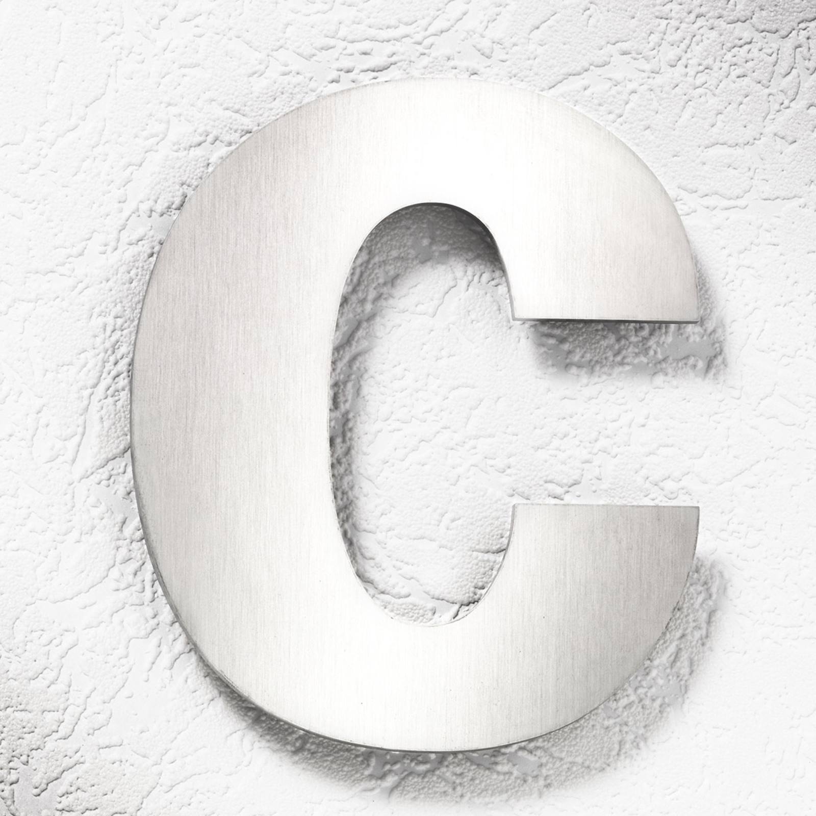 Large stainless steel house numbers - letter c