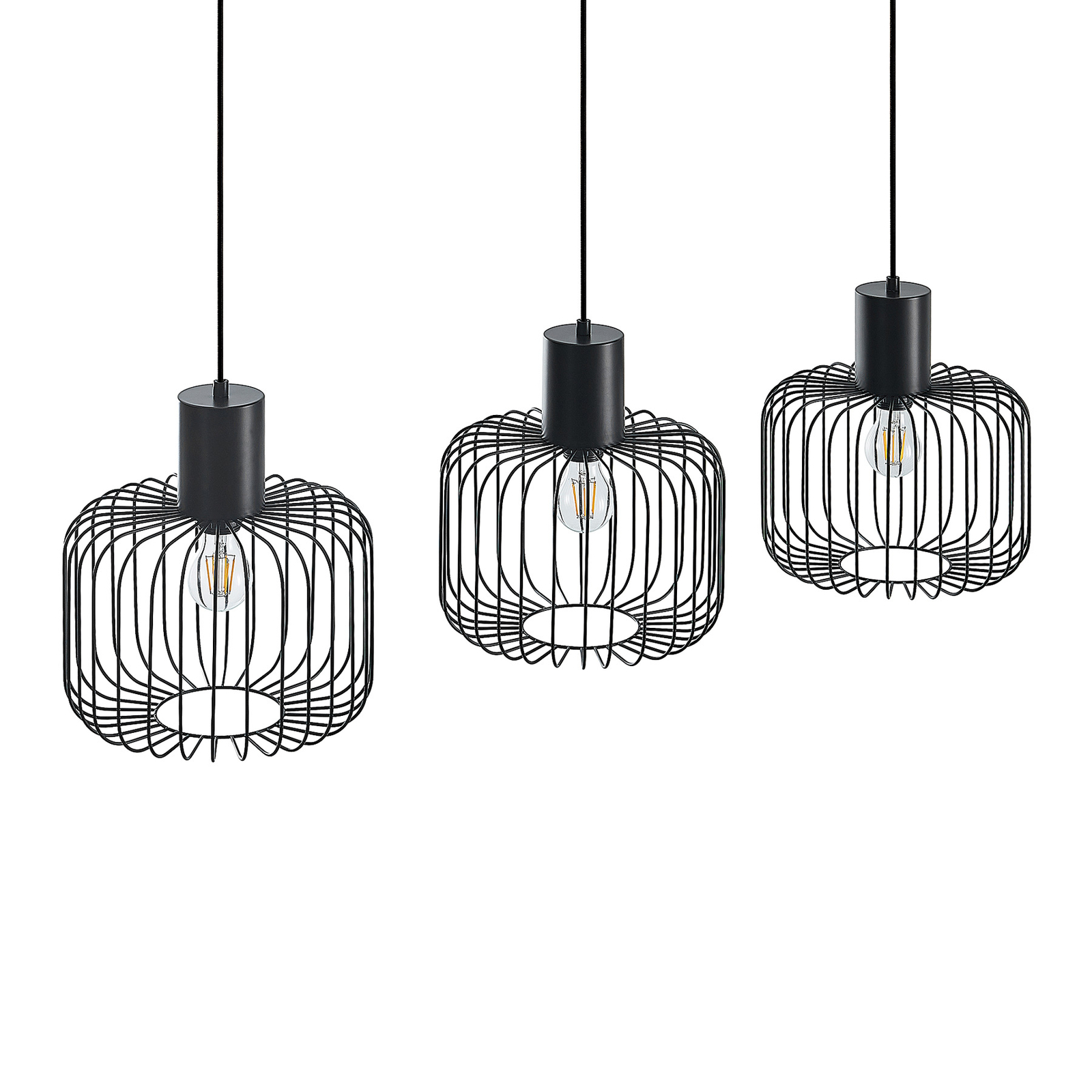 Lindby Vatiki pendant light, cage lampshade 3-bulb