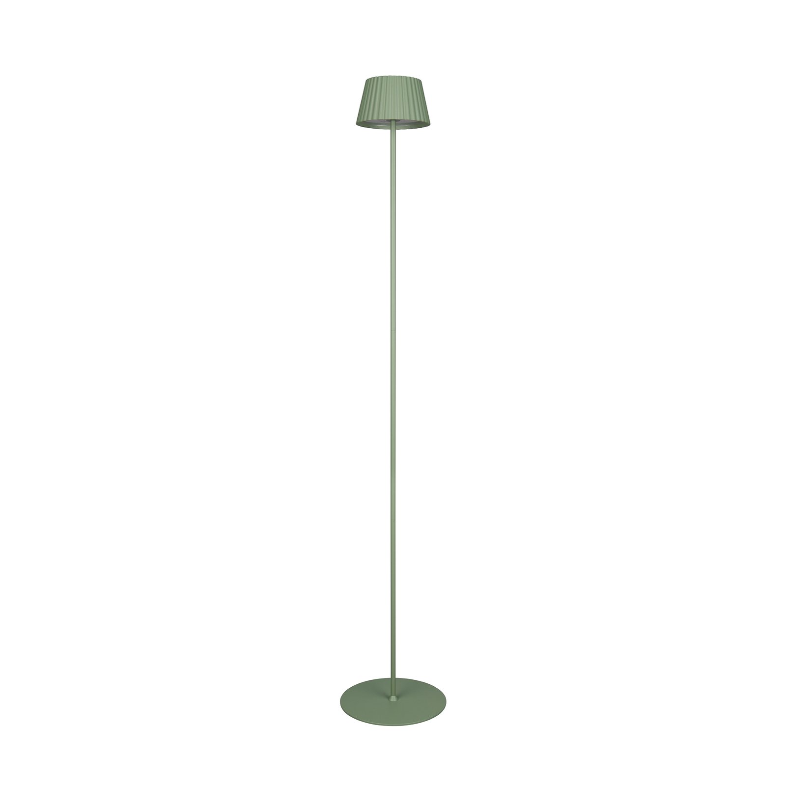 Suárez lámpara de pie LED recargable, verde, altura 123 cm, metal