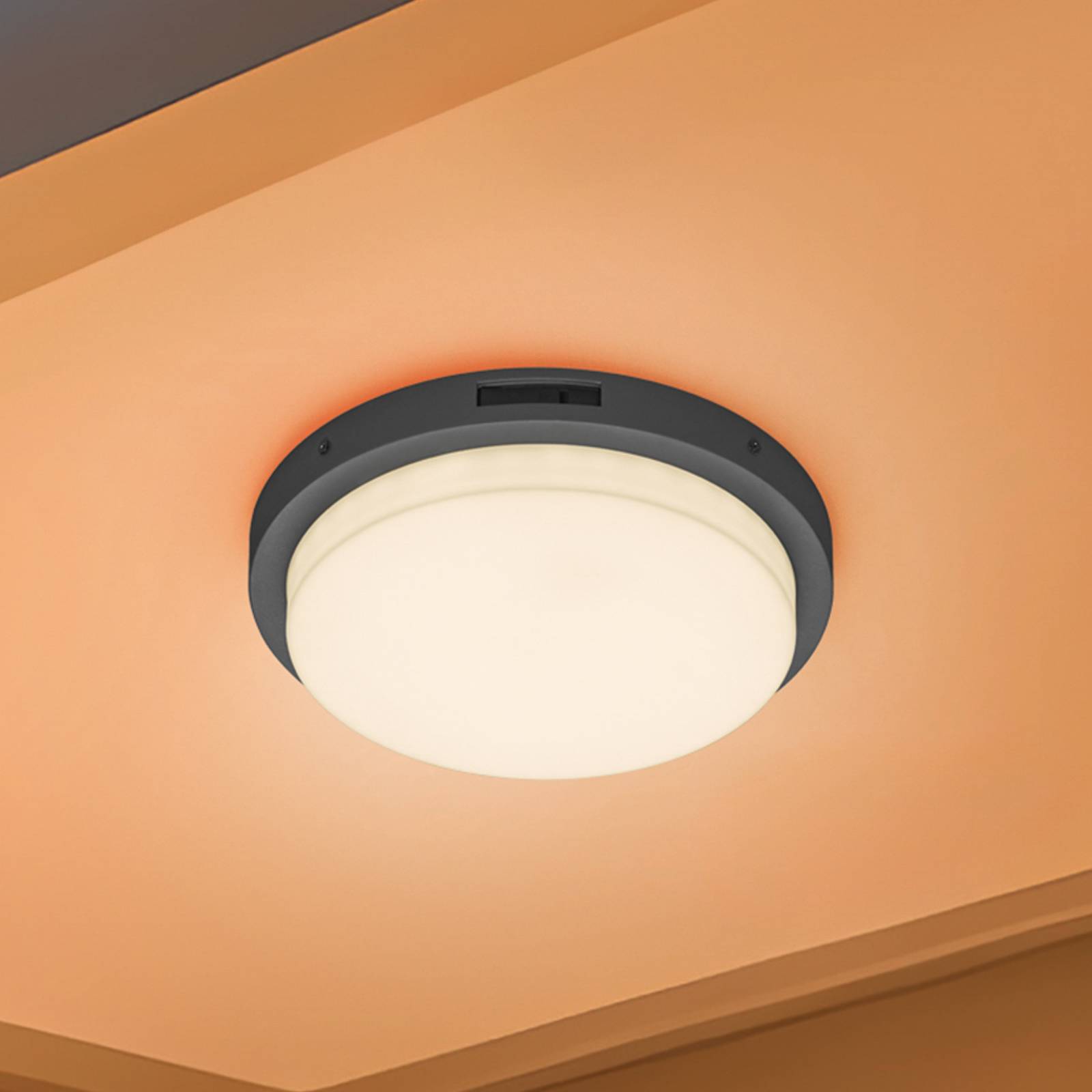 LED-Außenwandleuchte Bermejo, rund, Sensor, CCT, anthrazit günstig online kaufen