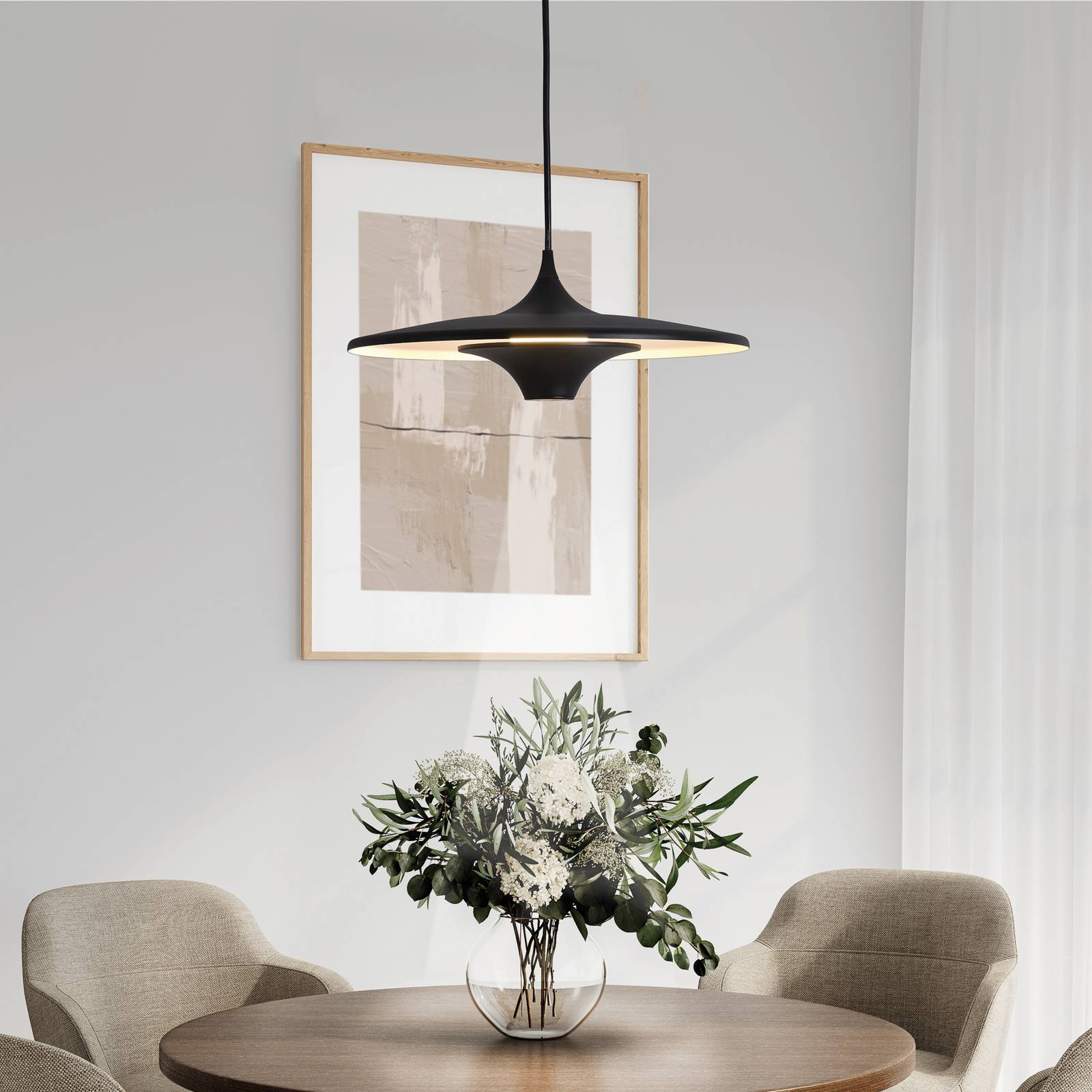 LED-Pendellampe Rene, schwarz, Ø 42 cm, Metall günstig online kaufen