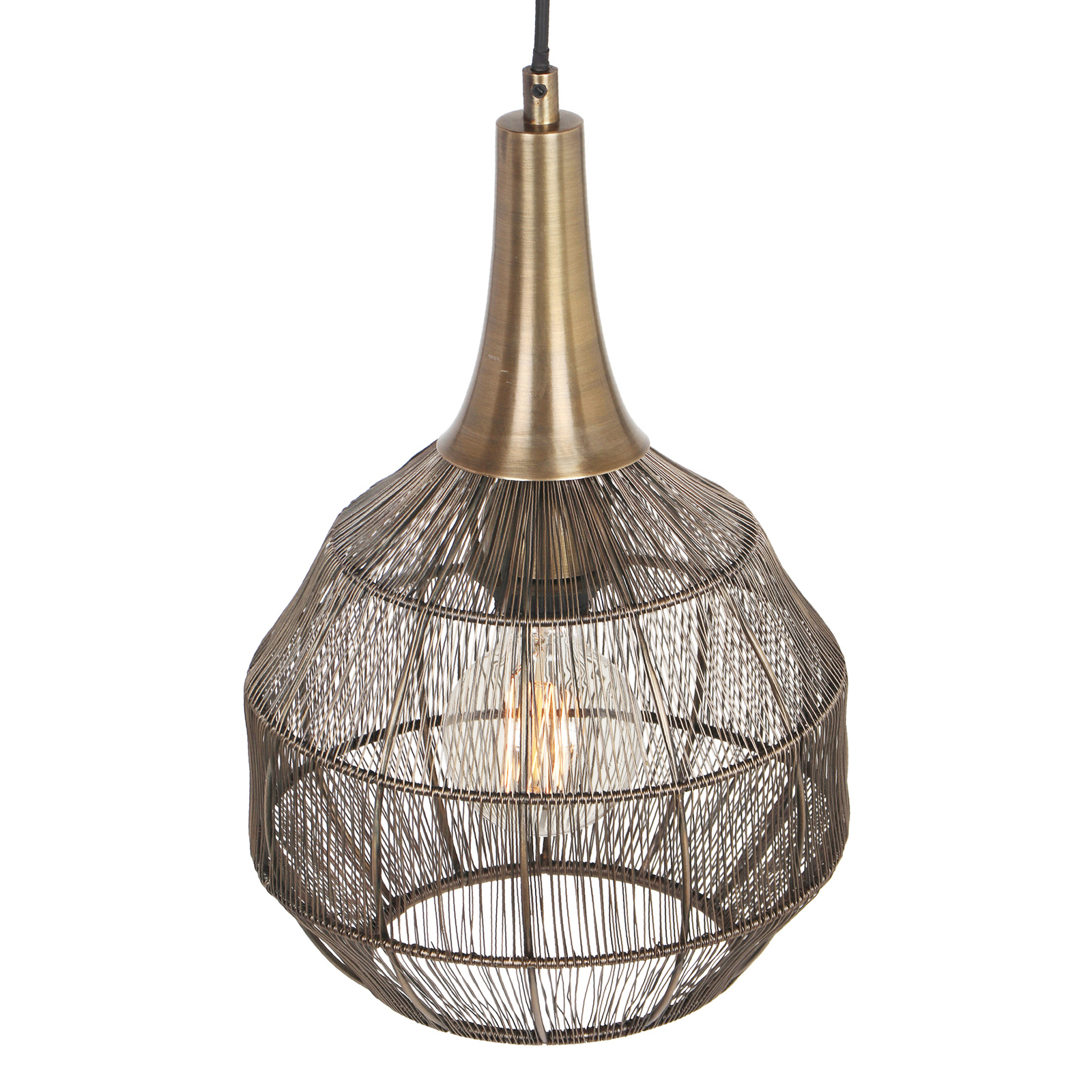 Soraya pendant light, Ø 26 cm, metal, antique brass, spherical shape