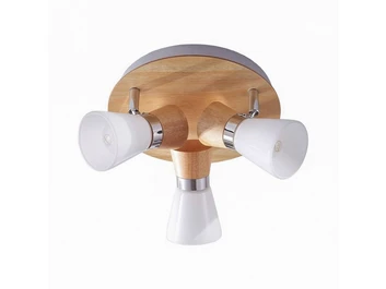 Vivica 3 Plafonnier Round White/Light Wood/Chrome - Lindby