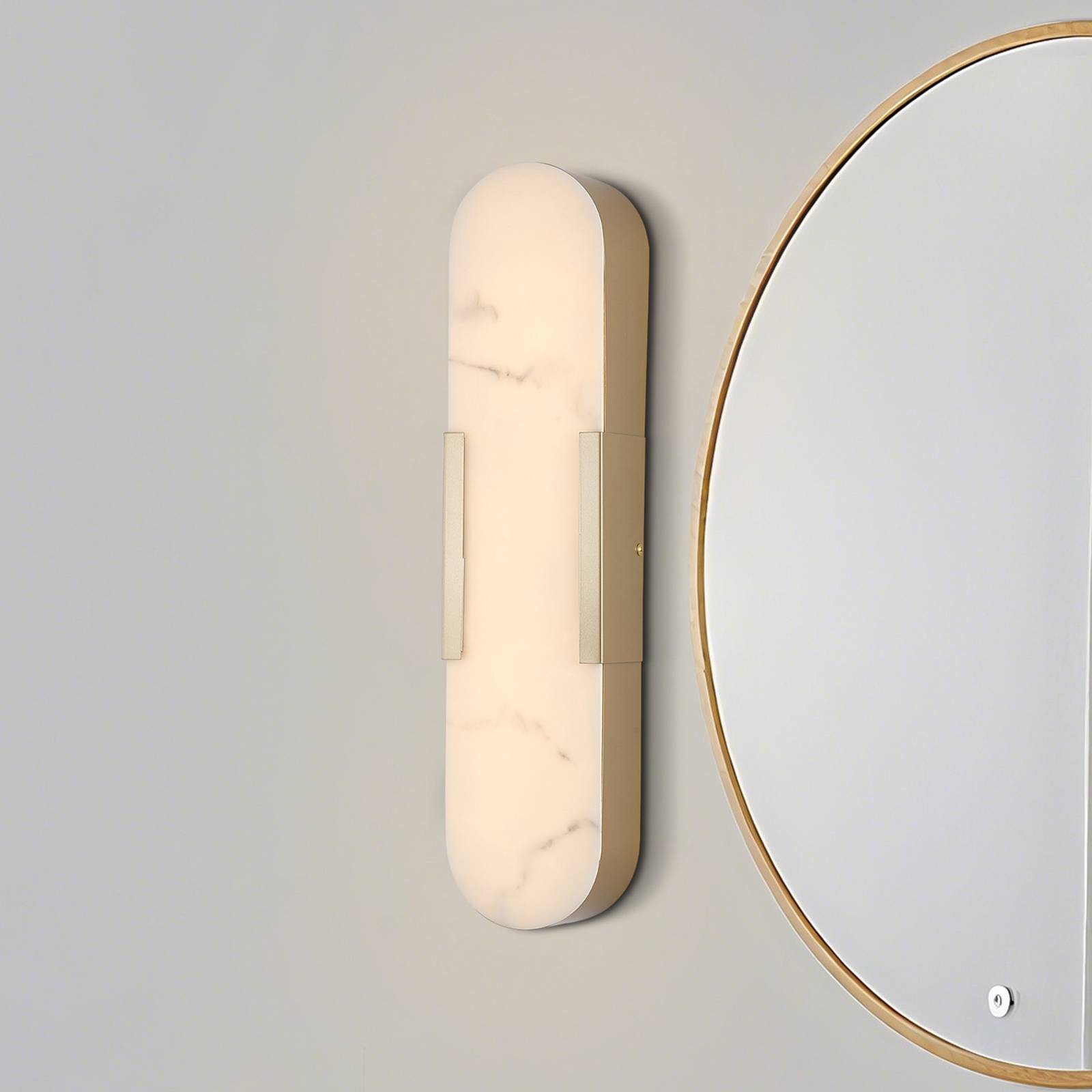 LED-Bad-Wandlampe Opaline Höhe 50 cm goldfarben Metall/Resin günstig online kaufen