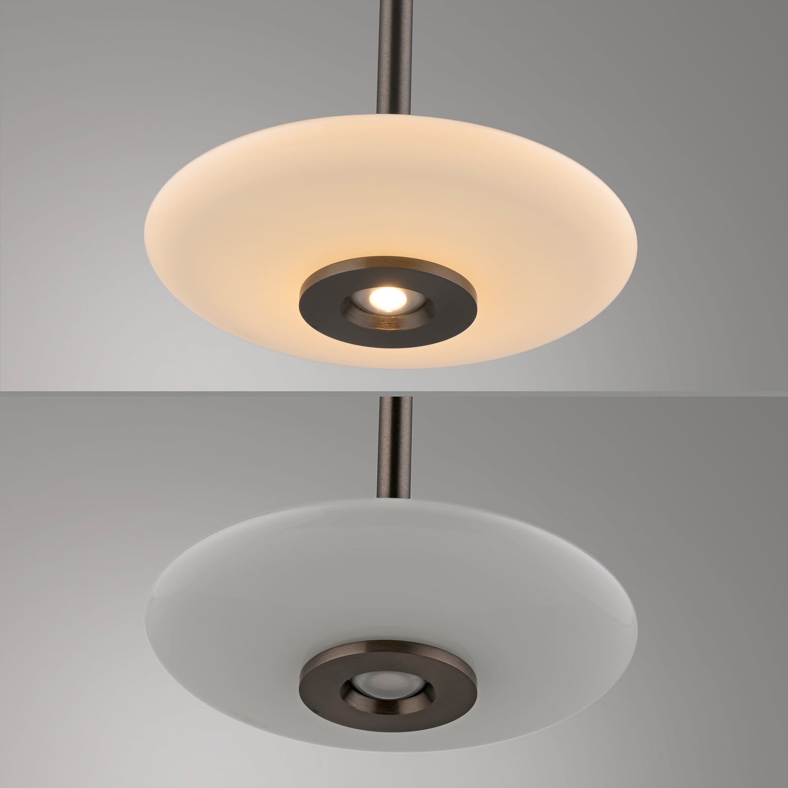 Suspension LED Vitrum, marron/opale, verre/aluminium, à 3 lampes - PURE