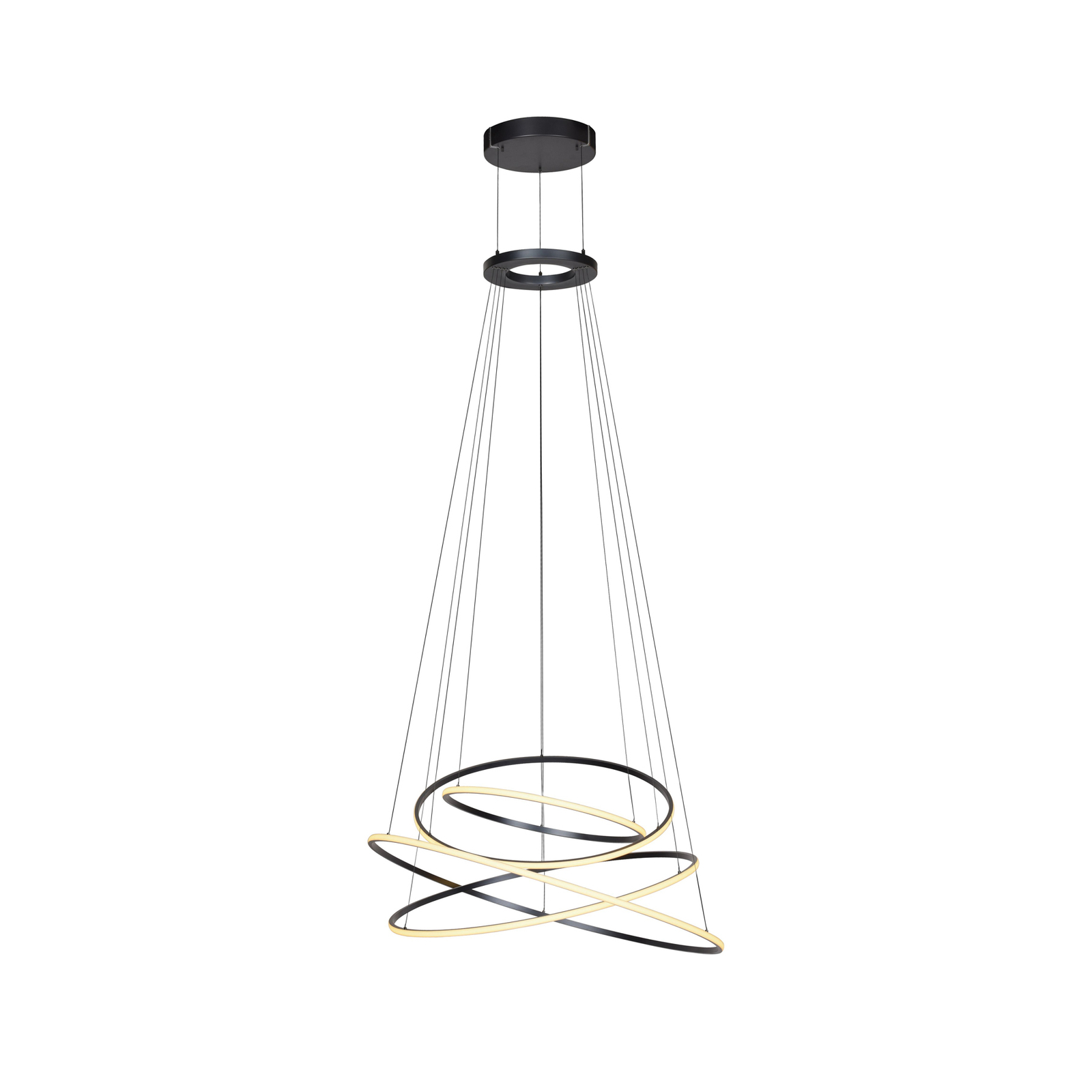 Závěsné světlo PURE LED E-Flying Rings, šedé, Ø 110 cm, CCT