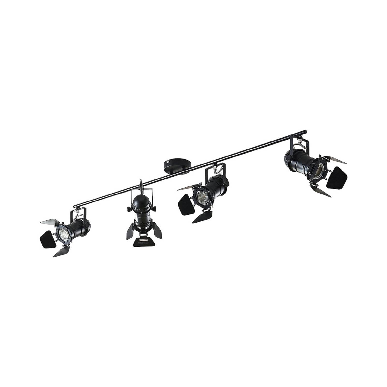 Lindby Deckenstrahler Tilen, 4-flg., schwarz, Metall, 125cm