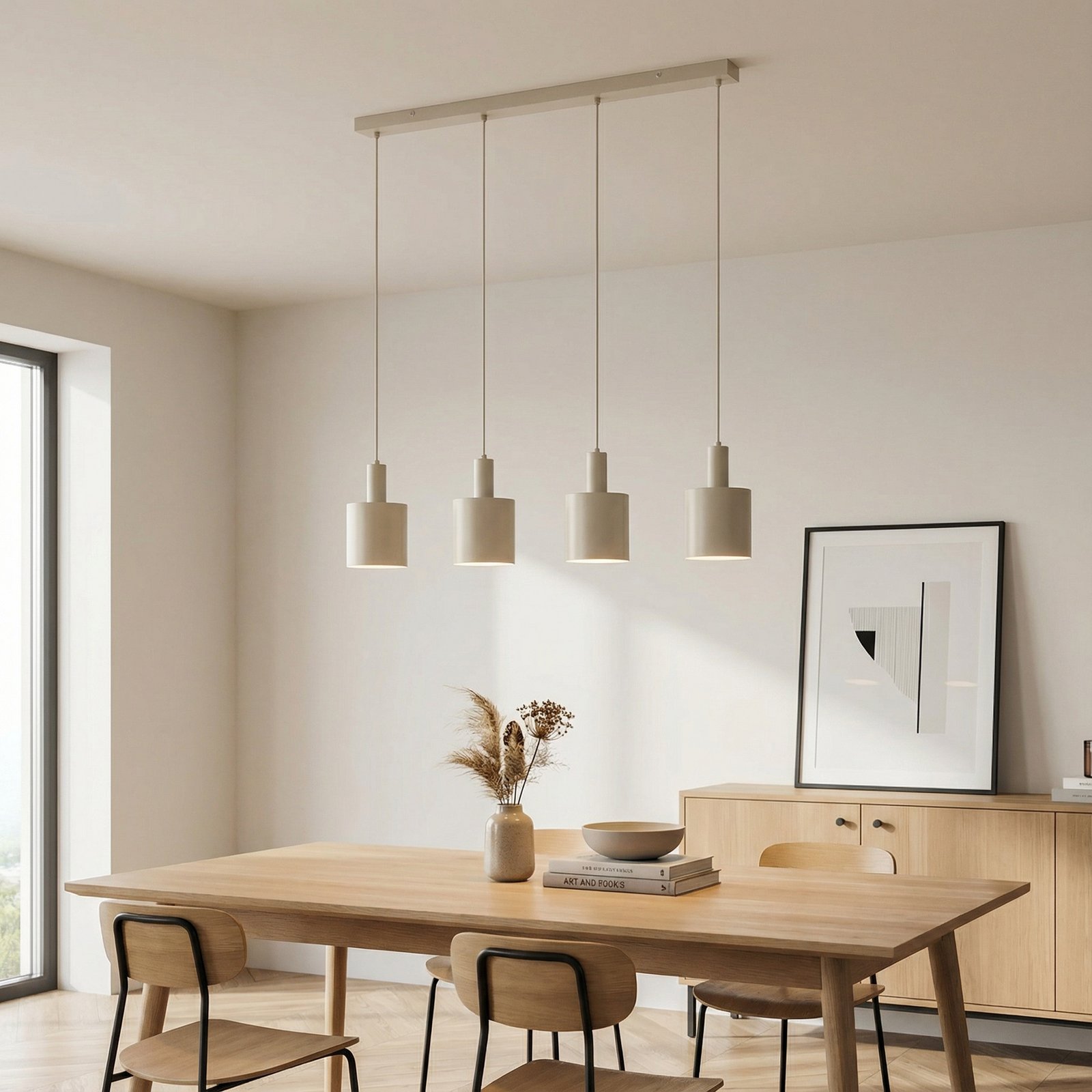 Lindby viseća lampa Ovelia, bež, 4 žarulje, metal, E27