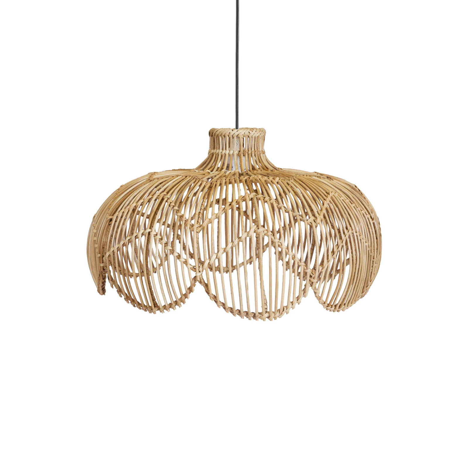 Külső függesztett lámpa Belle, természetes rattan, Ø 43 cm, dugasz IP44