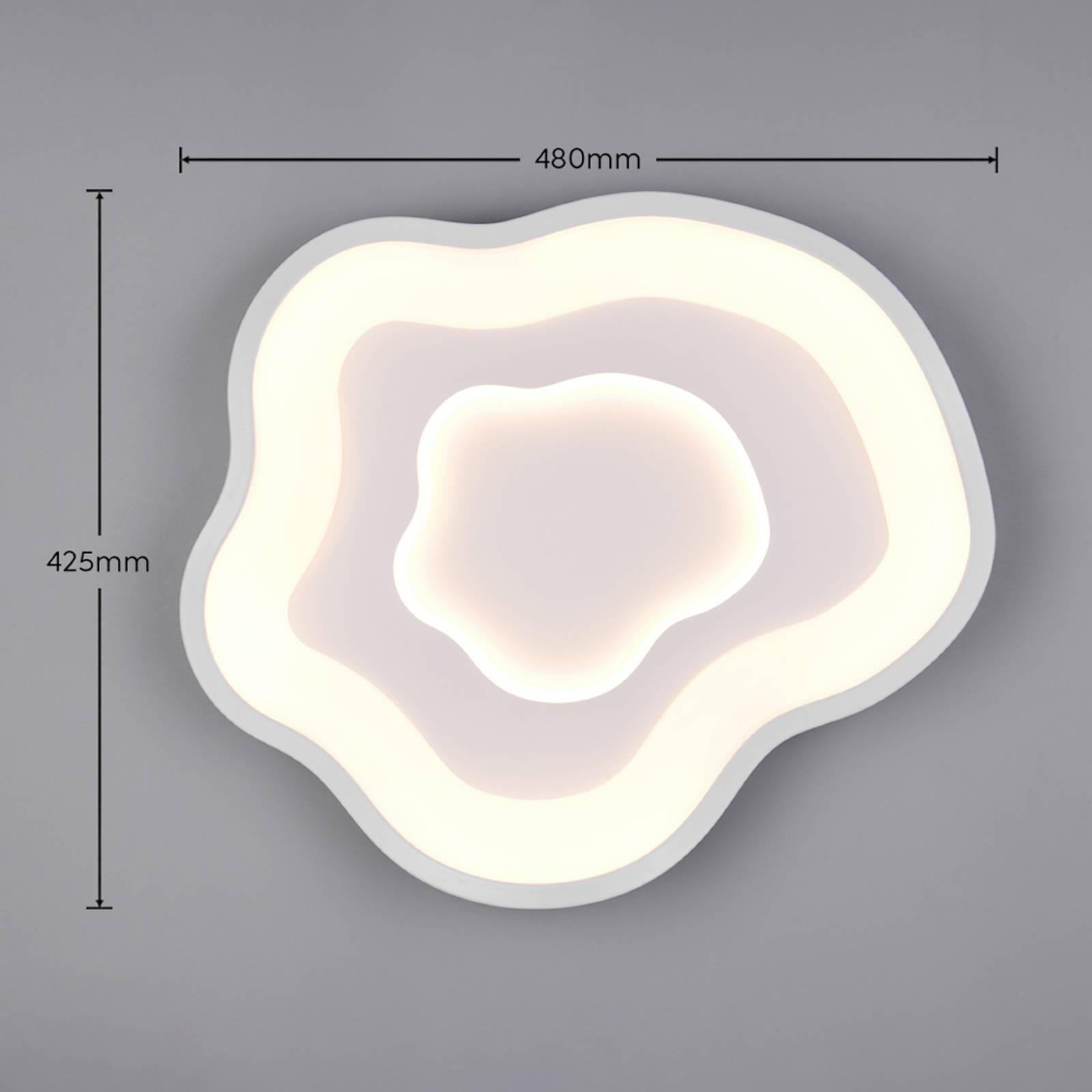 LED-taklampe Nube, hvit, metall, CCT, fjernkontroll