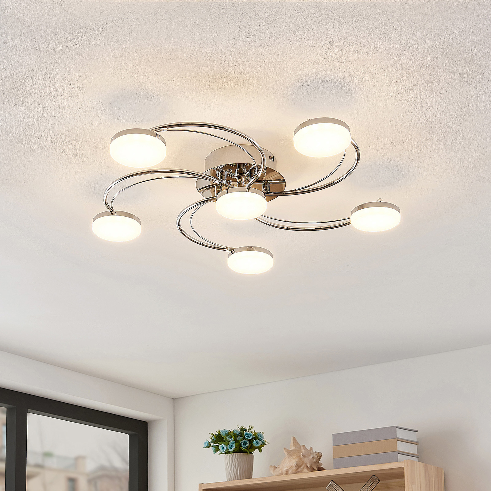 Lindby Rouven LED-loftlampe spiralform 6 lyskilder