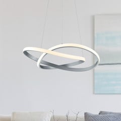 Lampada a sospensione Course, nichel opaco, 3.000 K, Ø 60 cm, metallo