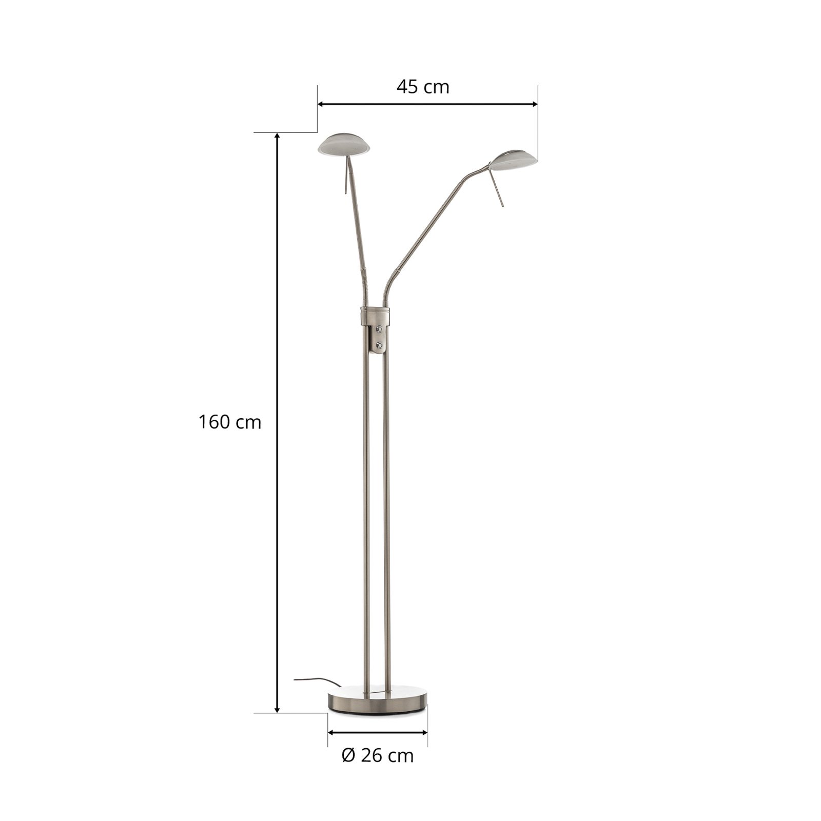 Lampadaire LED Pool TW, à 2 lampes, nickel