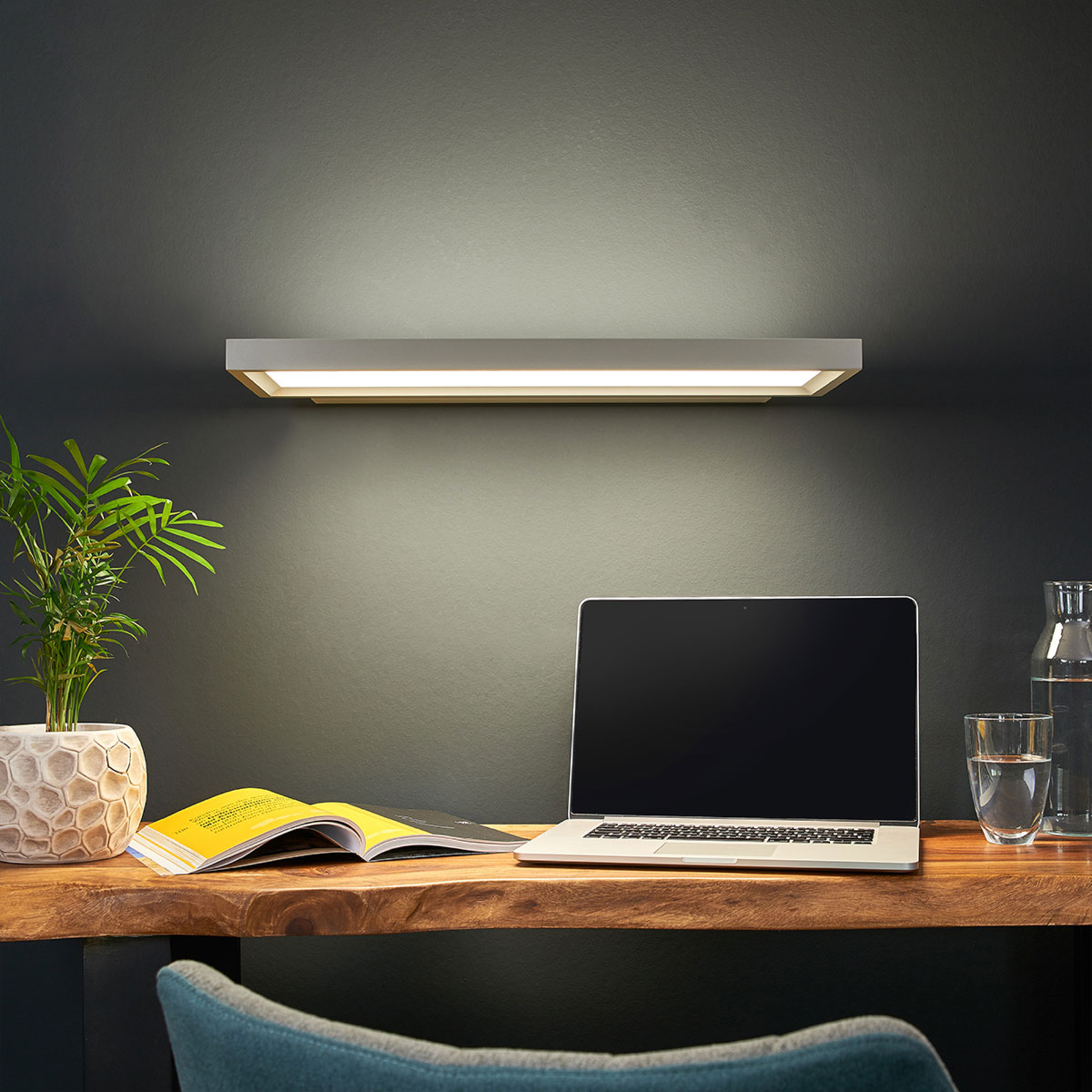 LED-kantoor-wandlamp Rick, grijs, universeel wit