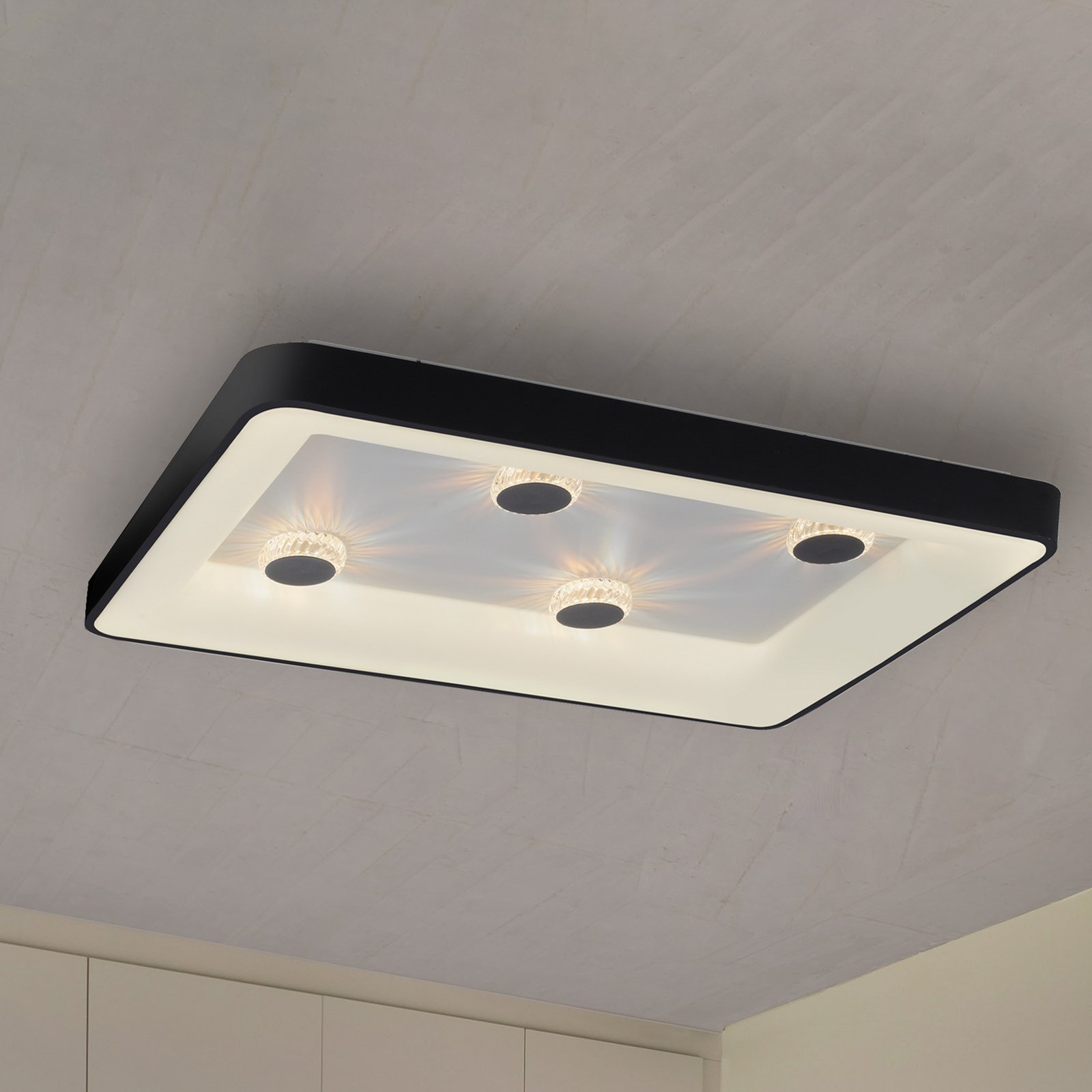 Candeeiro de teto LED Vertigo, CCT, 90x60 cm, preto