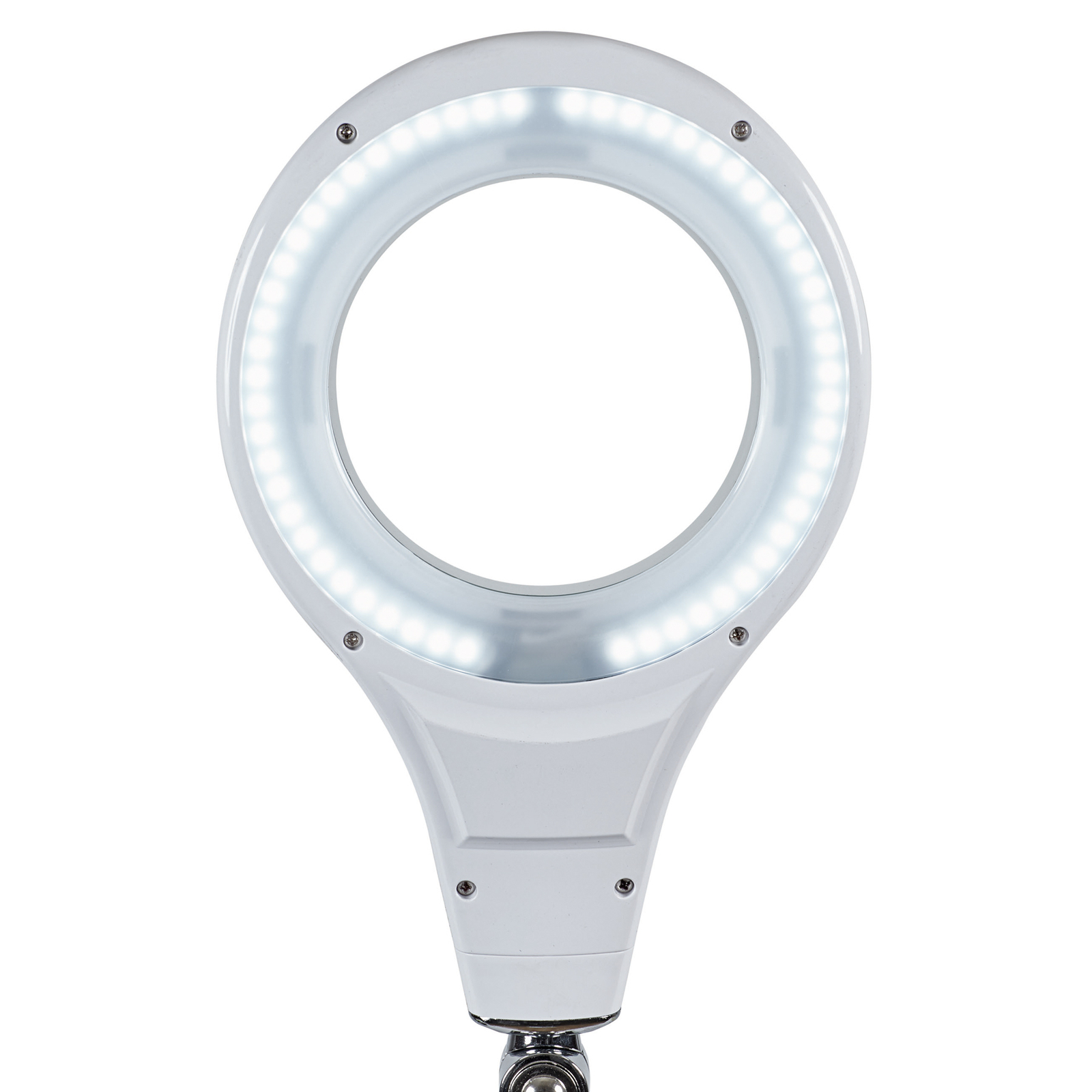 LED-forstørrelseslampe MAULmakro, stativ, hvit