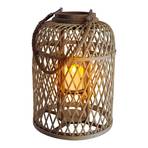 Basket LED solar lantern, bamboo, 38 cm, brown
