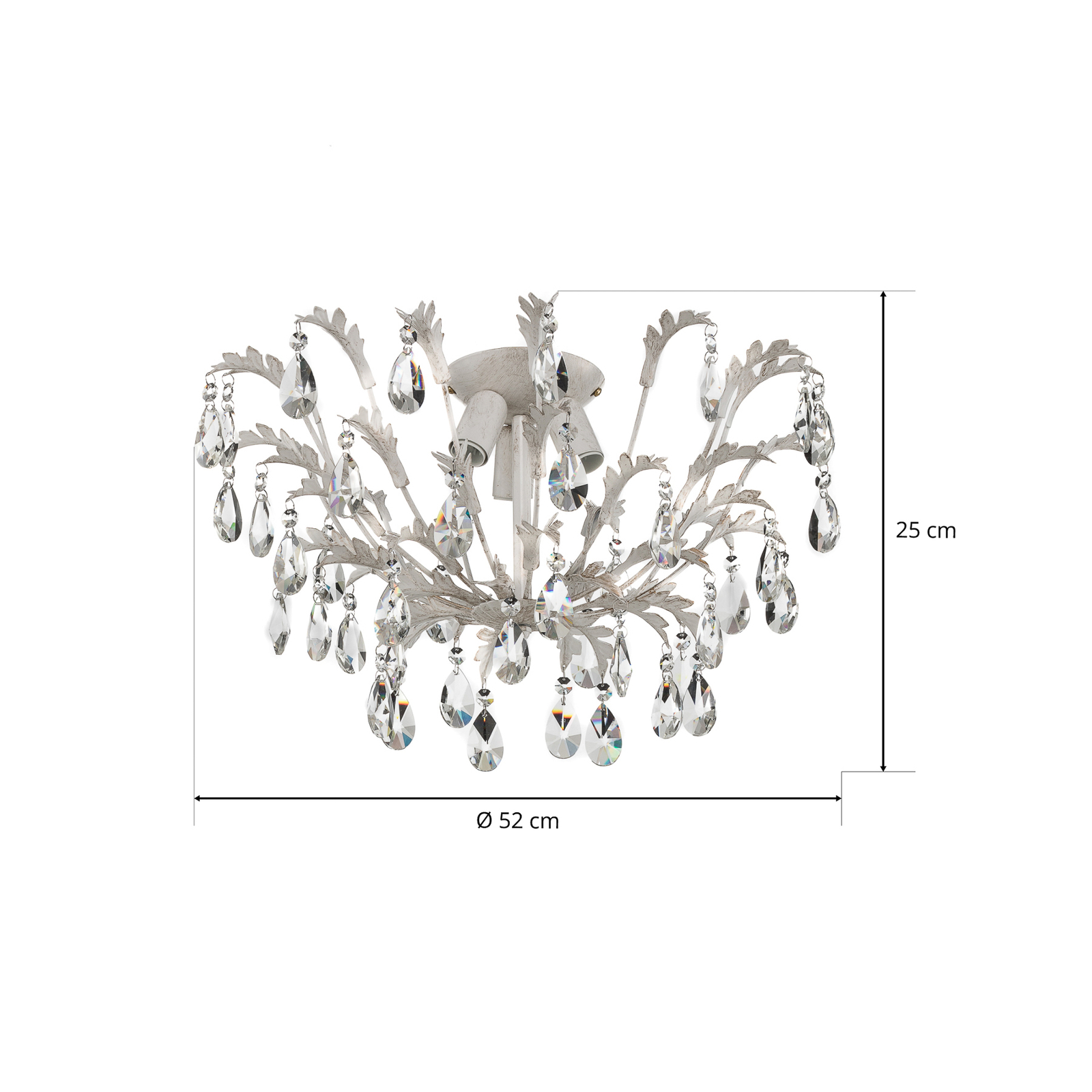 Cesta ceiling light, 3-bulb with crystals