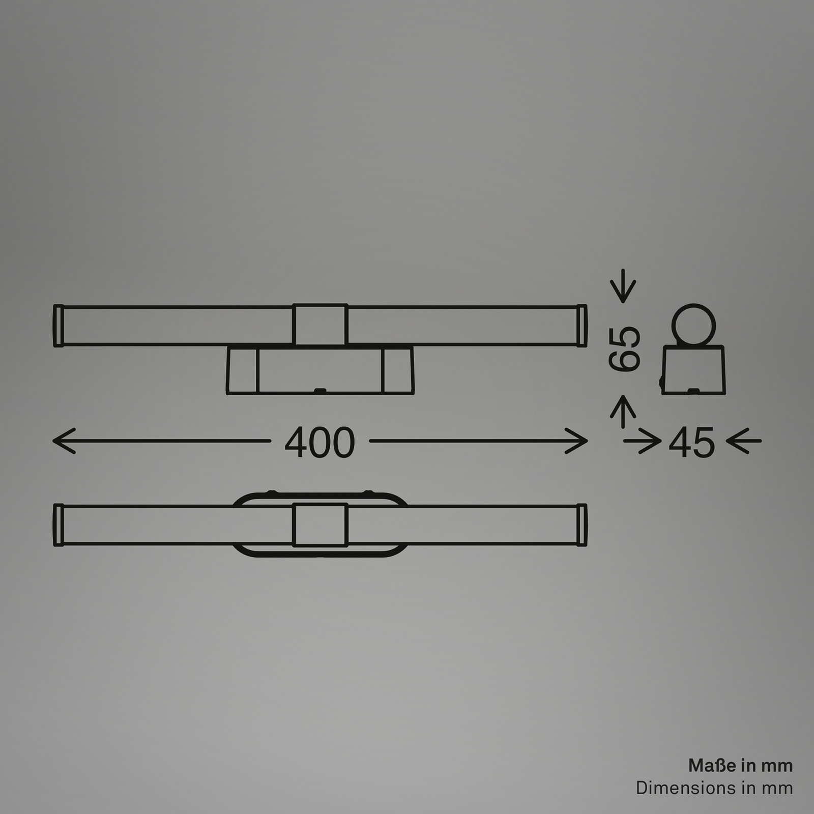 LED sienas lampa Runt, melna/koka 3000 K IP44 garums 40 cm