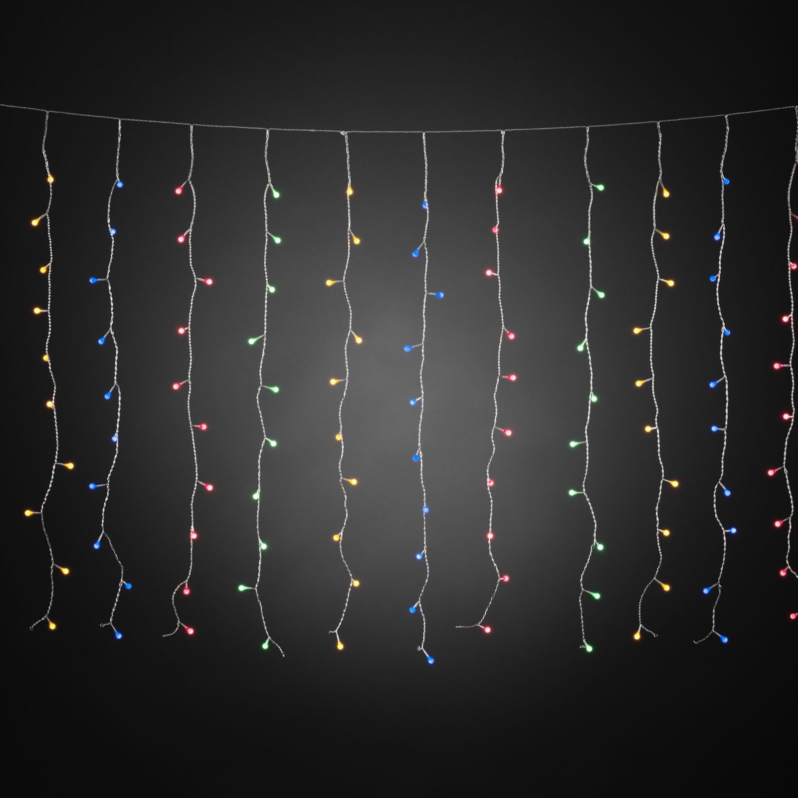 LED-Lichtervorhang mit bunten Globes