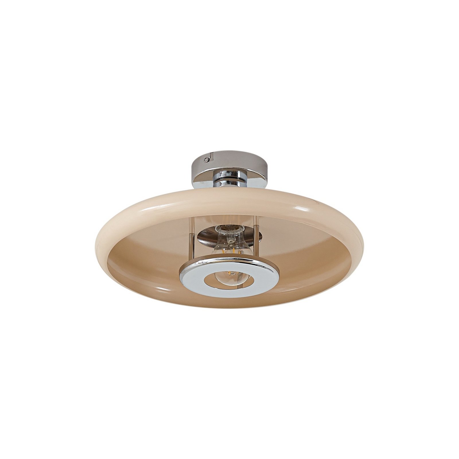 Branford loftlampe, retro, Ø 35 cm, beige, metal - Lindby
