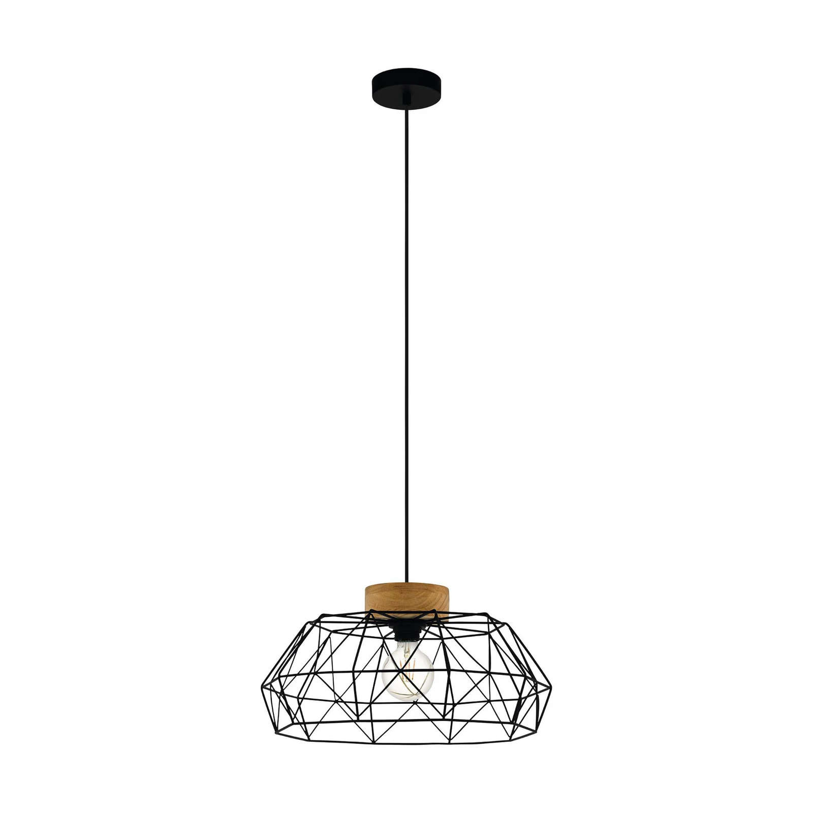 Lampada a sospensione Padstow con gabbia e legno