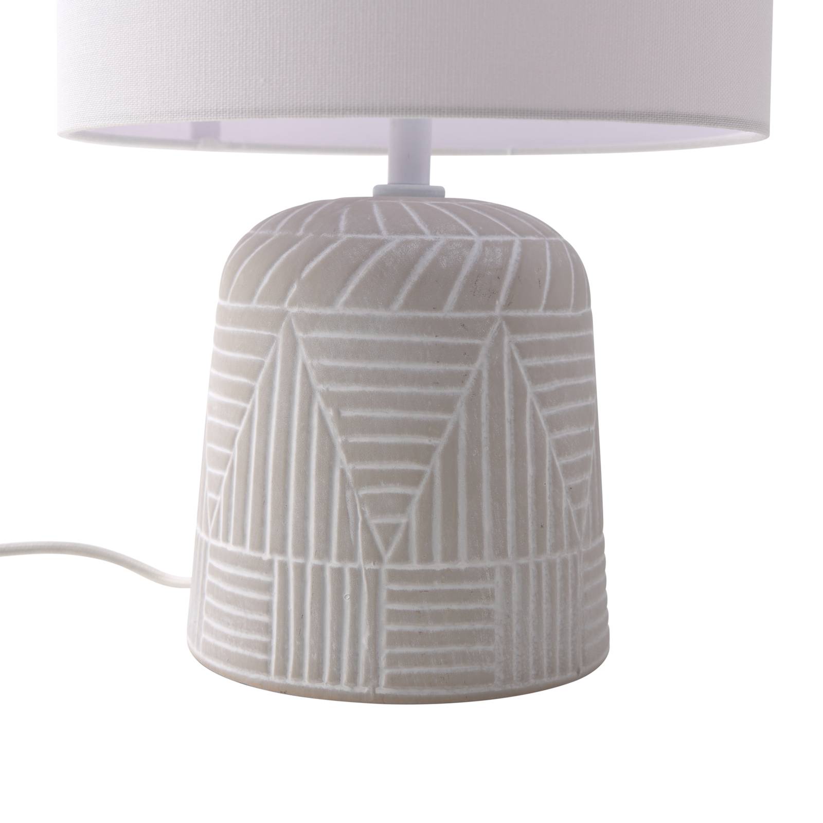 Lampa stołowa Lindby Thalassia, biała, Ø 26 cm, ceramiczna