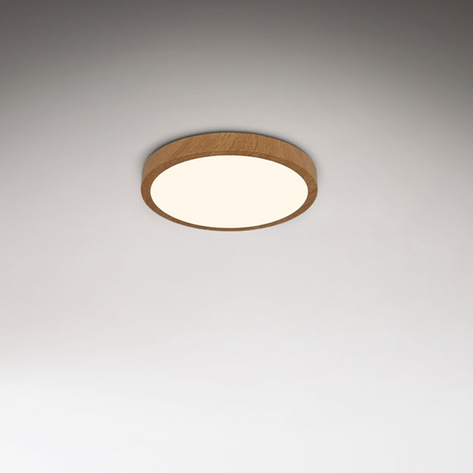 LED-taklampe Runa Wood treutseende 3 000 K Ø 28 cm