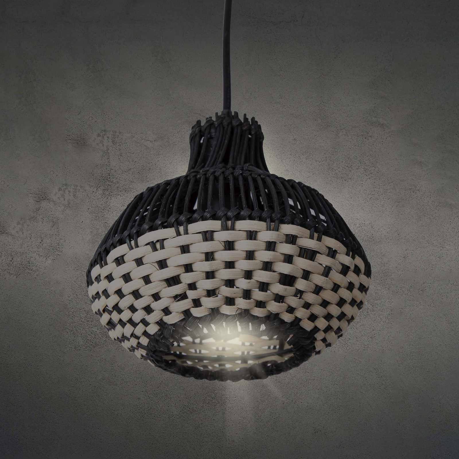 Lampada sospensione Milena paralumi rattan, 3 luci