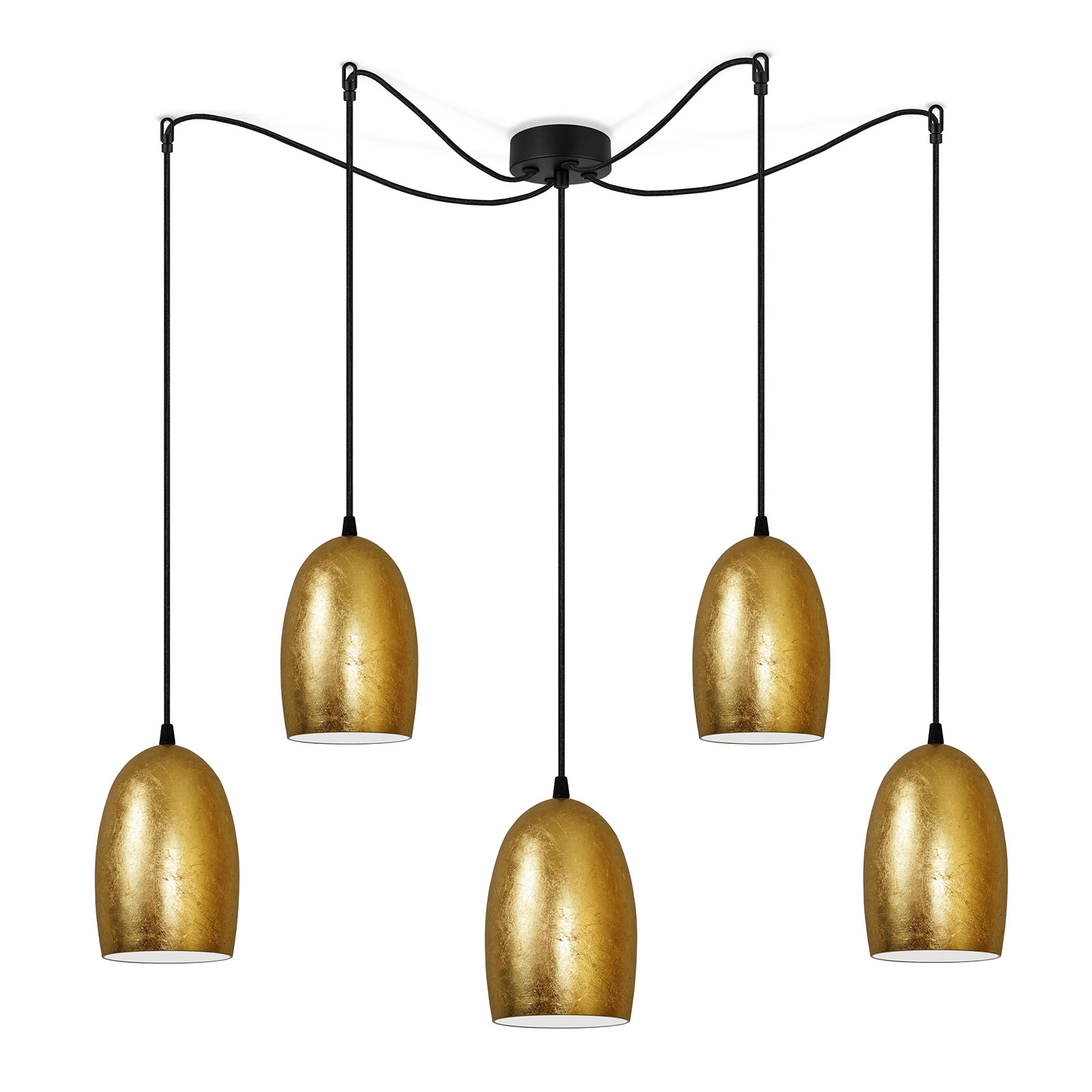 Hanglamp Ume, 5-lamps, goud/zwart