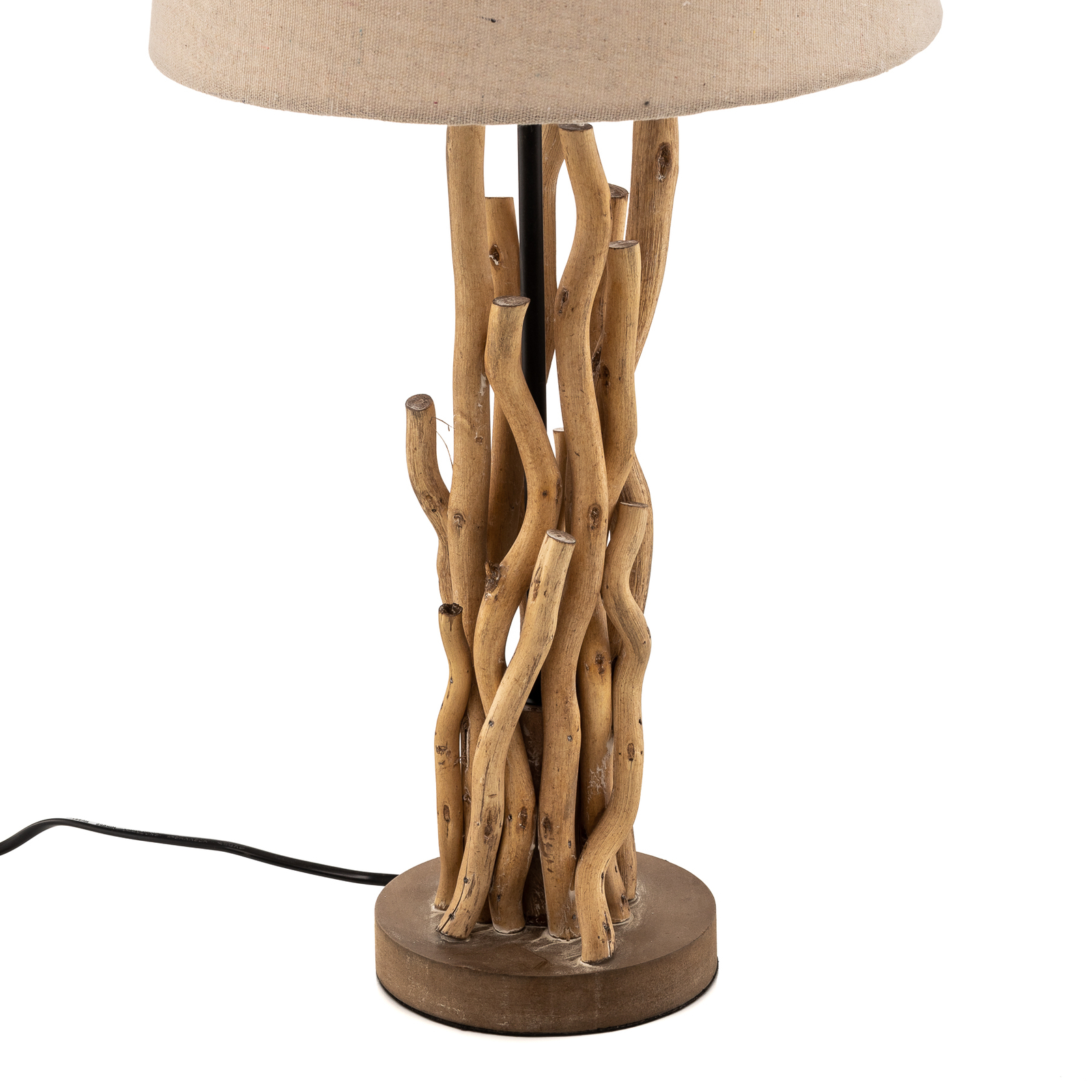 Lampa stołowa Marica klosz z tkaniny i drewno